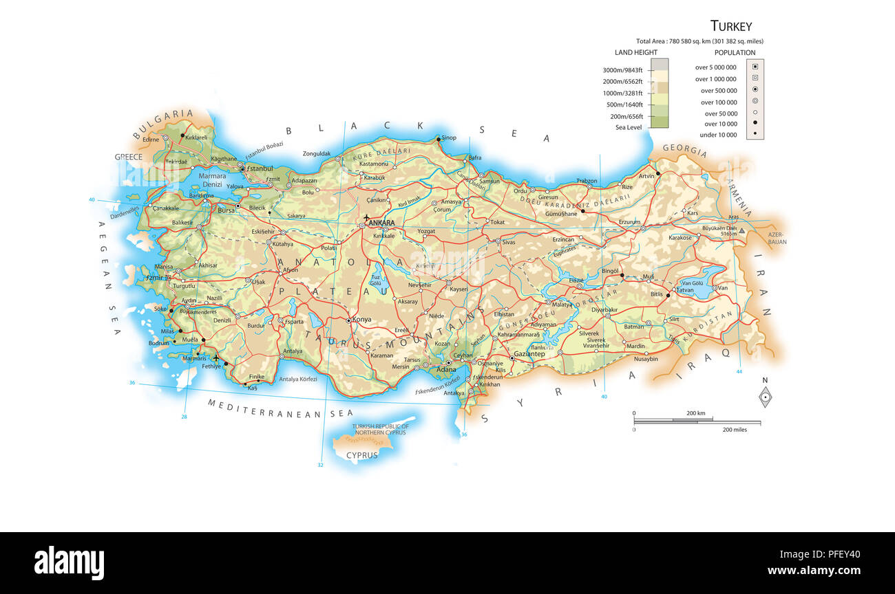 Map of Turkey Stock Photo