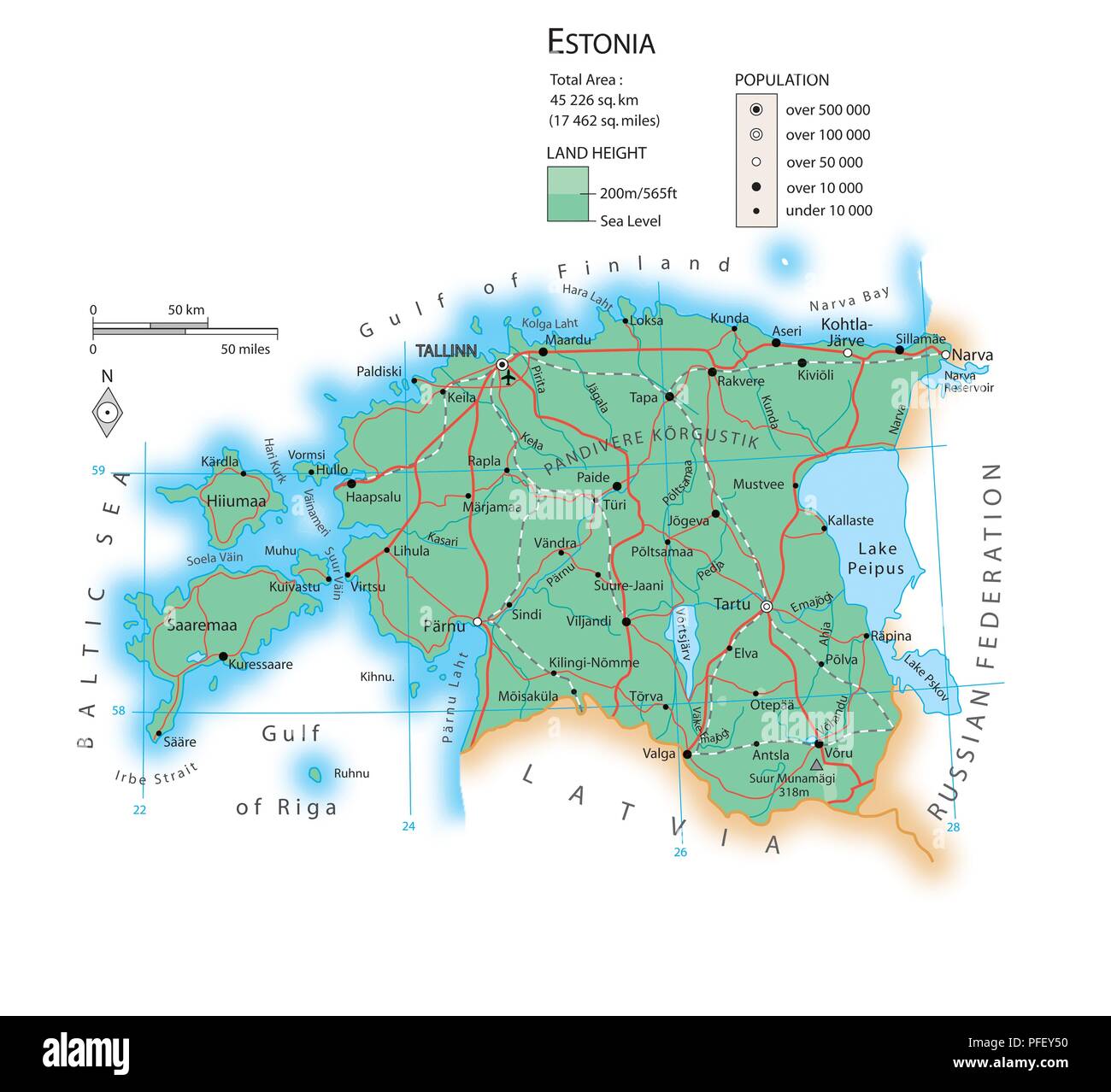 Estonia Physical Map Map Of Estonia PFEY50