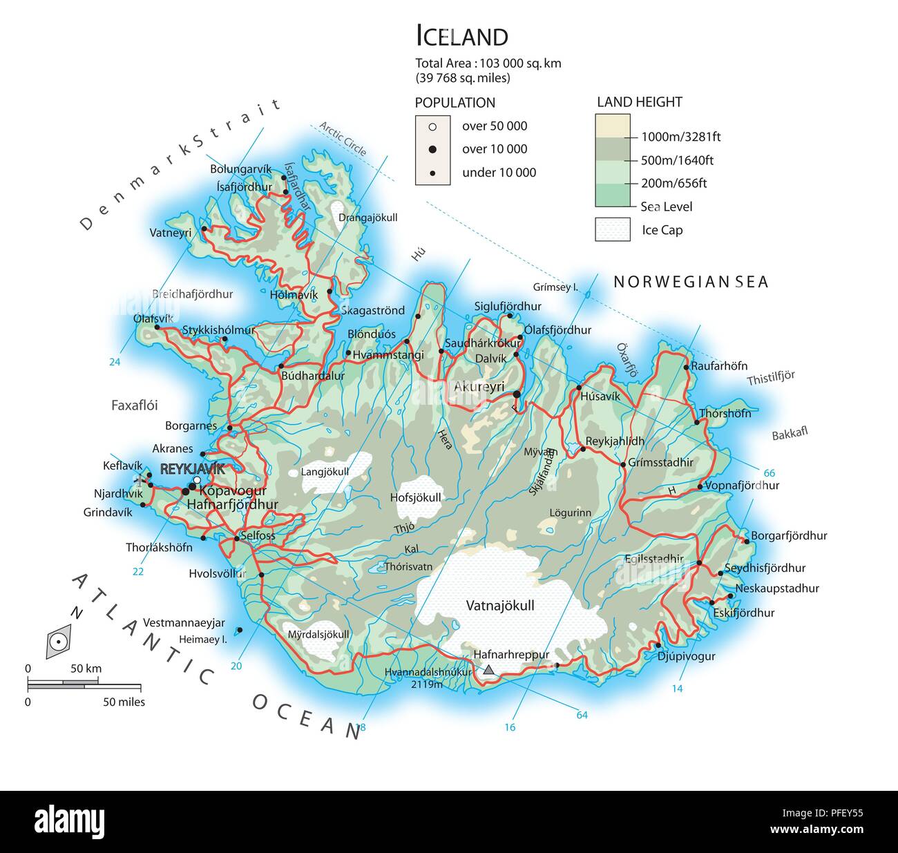 Map of Iceland Stock Photo