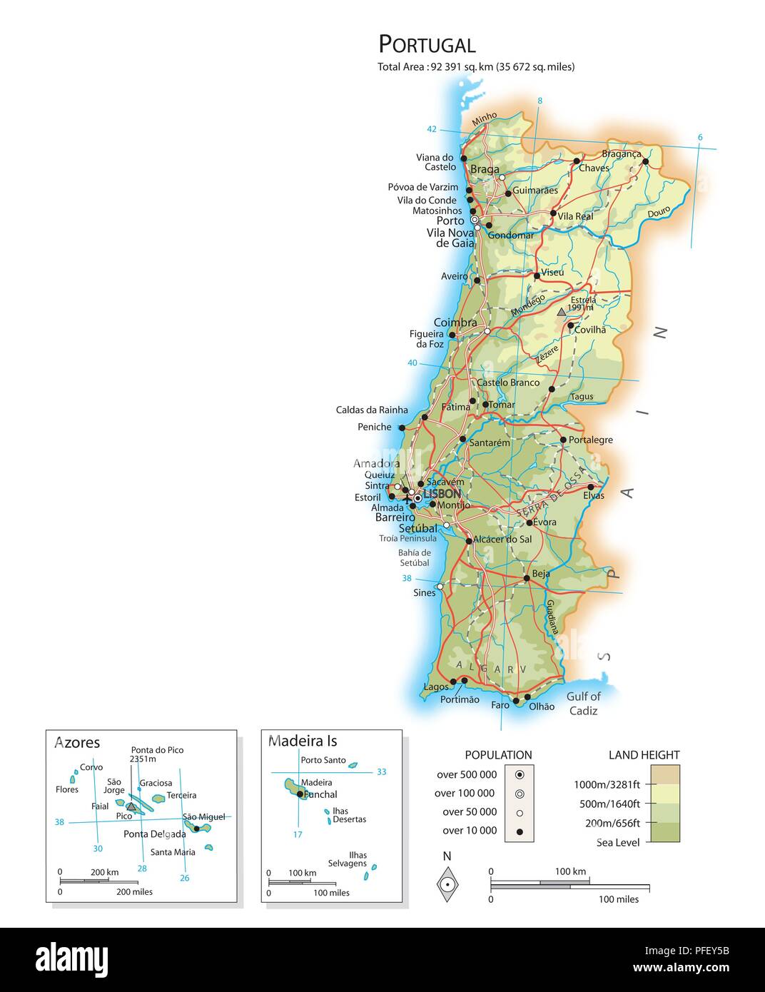 Map of Portugal Stock Photo - Alamy