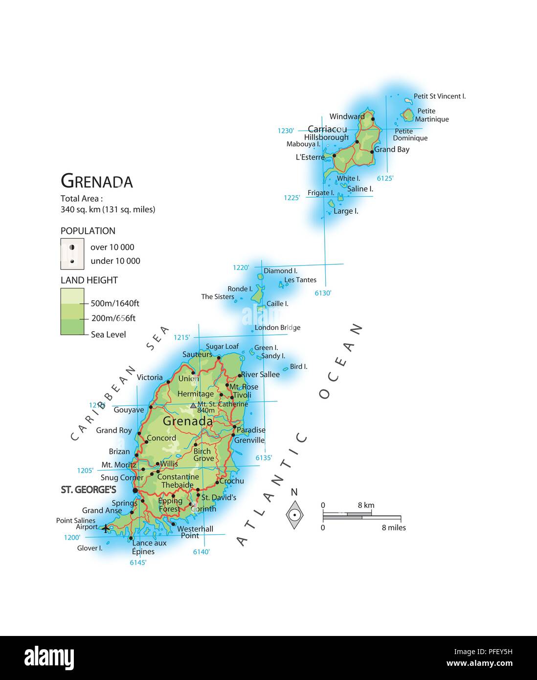Map of Grenada Stock Photo