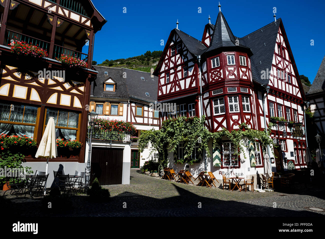The Altes Haus, a restaurant and hotel the centre of Bacharach, Germany. Stock Photo