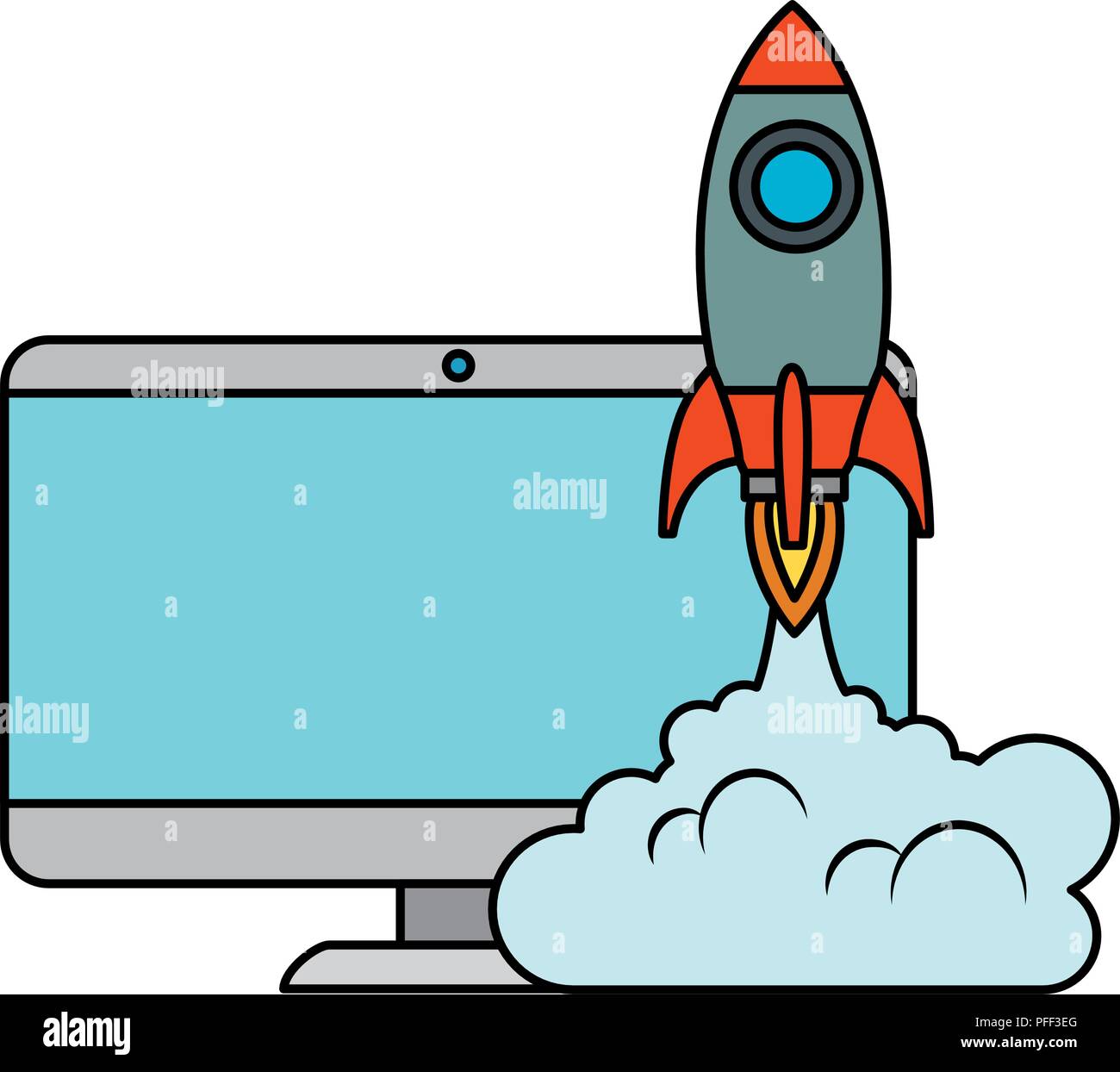 monitor computer with rocket launcher Stock Vector Image & Art - Alamy