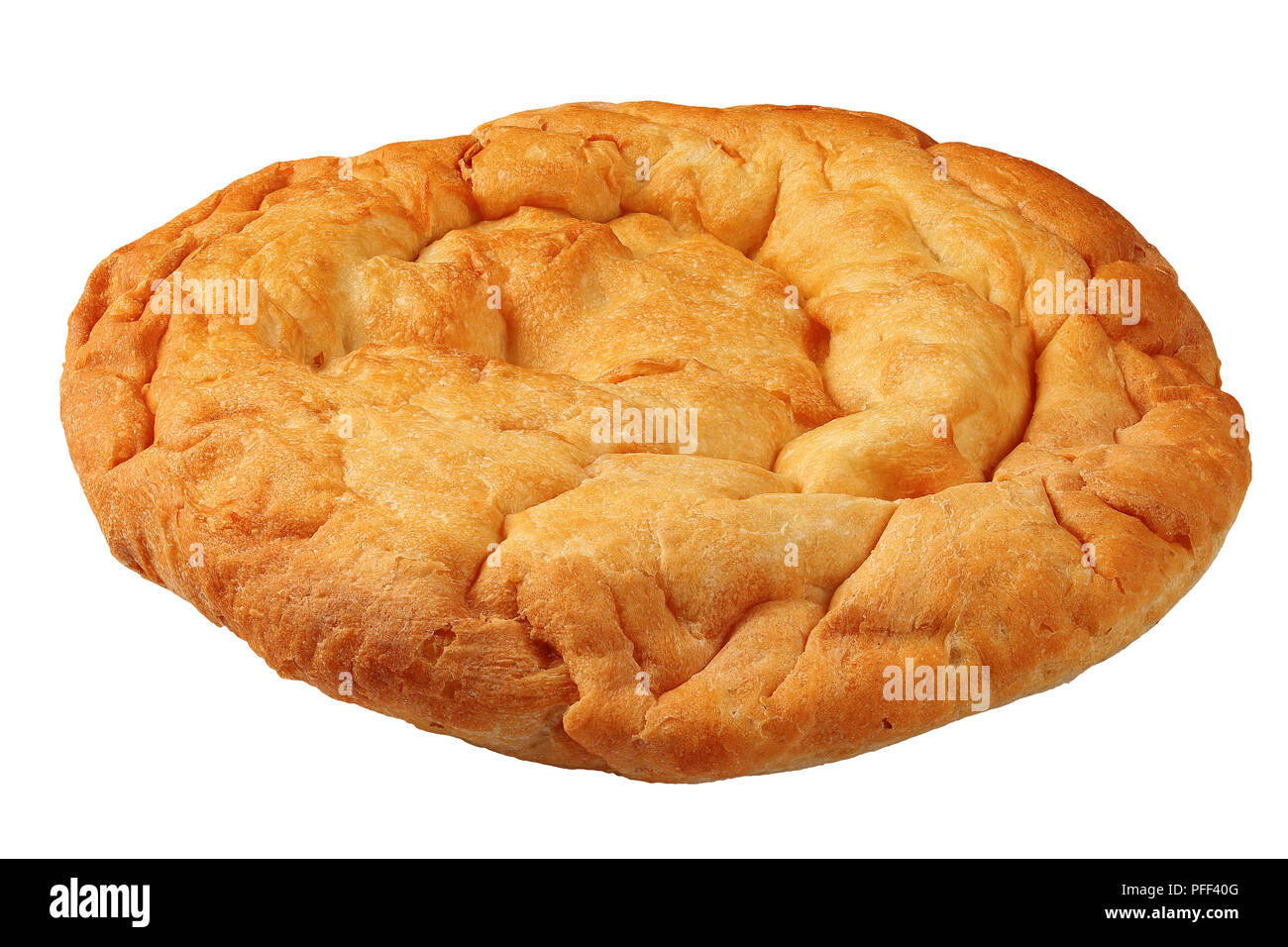Pita, Arabic bread, soft baked flatbreads isolated on white background, close-up Stock Photo
