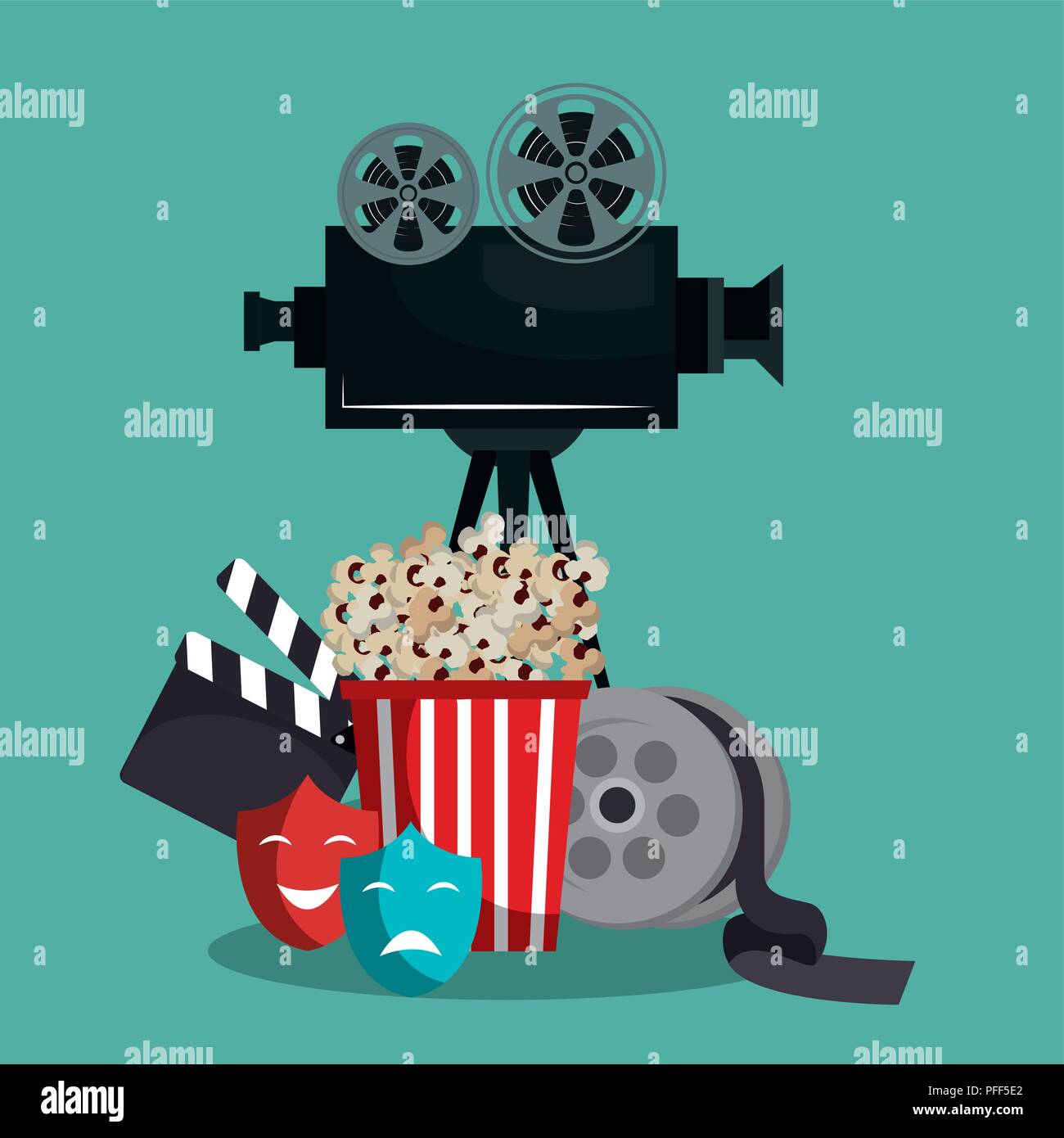 pop corn cinema enterainment Stock Vector