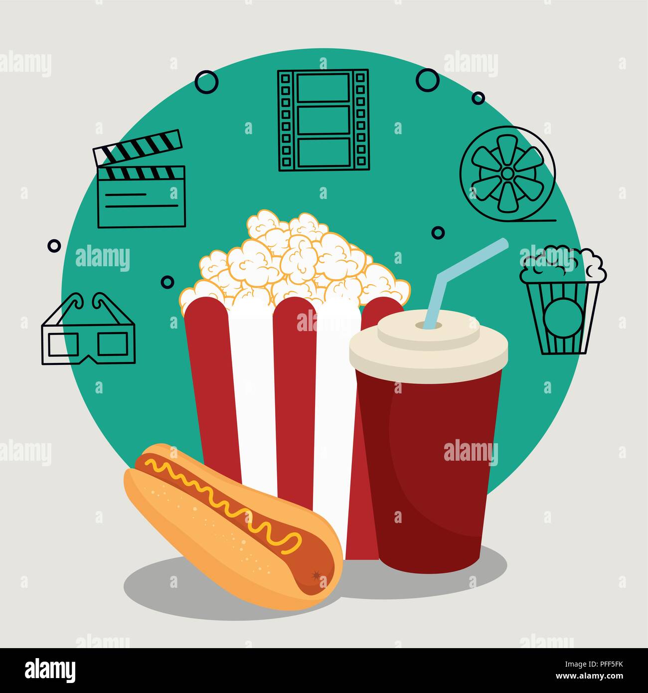 cinema food with set cinema icons Stock Vector Image & Art - Alamy