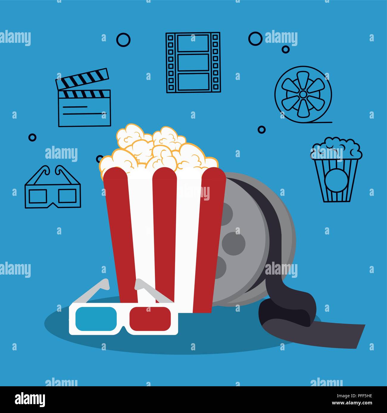 pop corn cinema enterainment Stock Vector