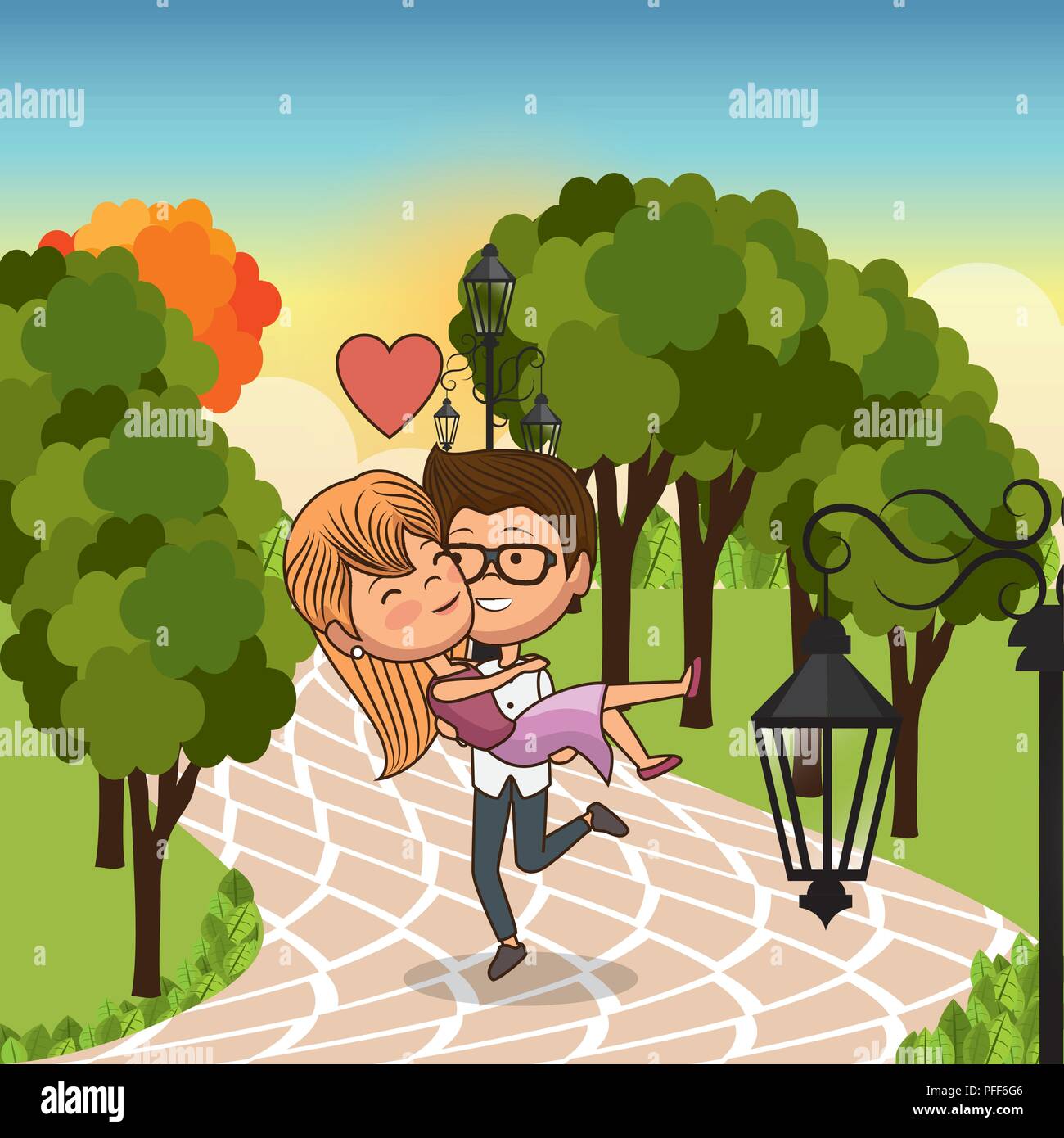 couple in love on park Stock Vector Image & Art - Alamy