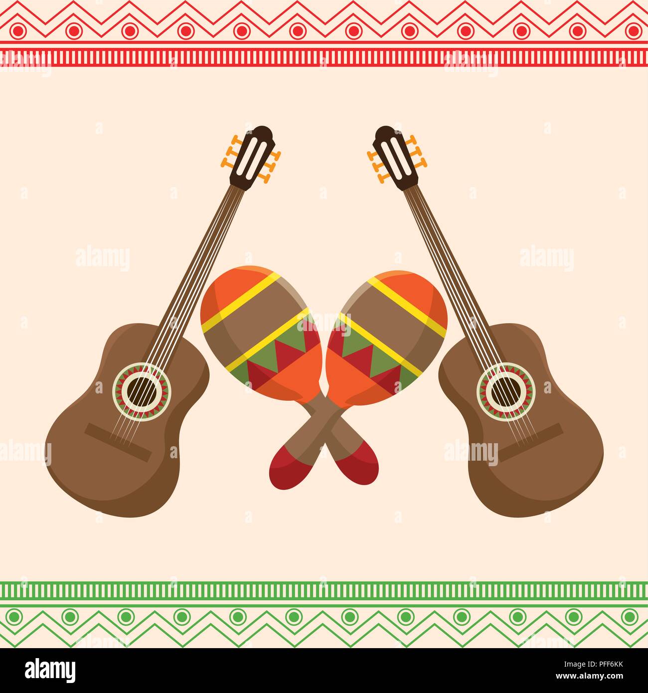 guitar and maracas mexican fiesta Stock Vector Image & Art - Alamy