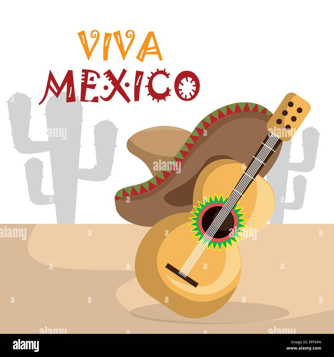 guitar with mexican hat icons Stock Vector Image & Art - Alamy