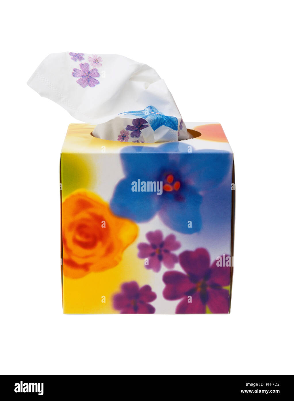 Floral box of tissues Stock Photo