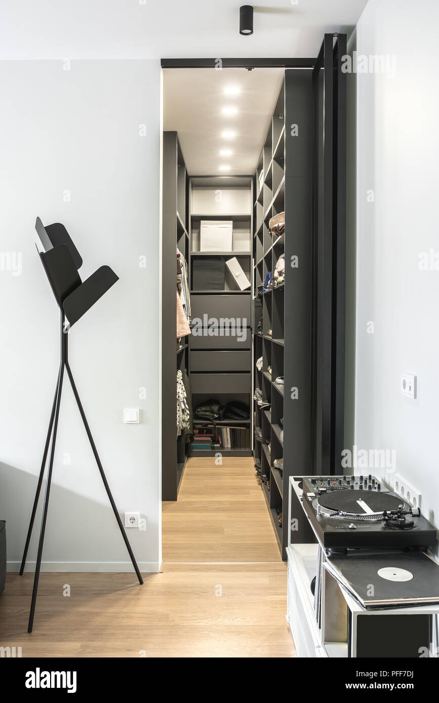 Room In A Modern Style With Light Walls And A Parquet On The Floor