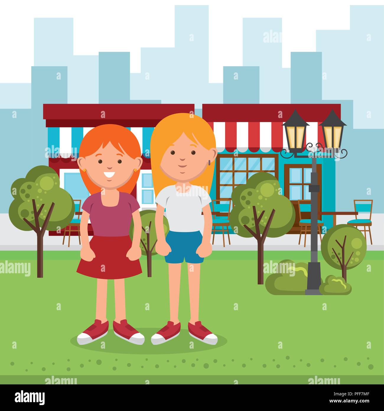 women couple on the park characters Stock Vector Image & Art - Alamy