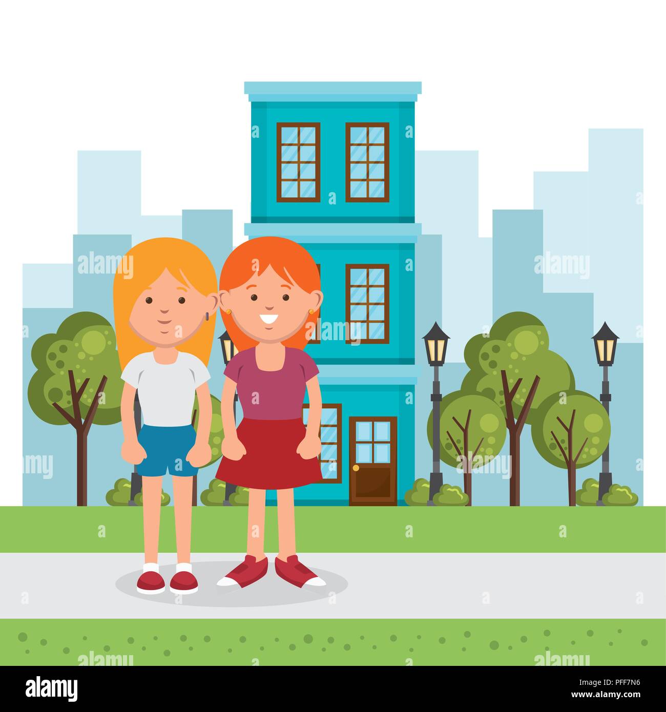 women couple on the park characters Stock Vector Image & Art - Alamy
