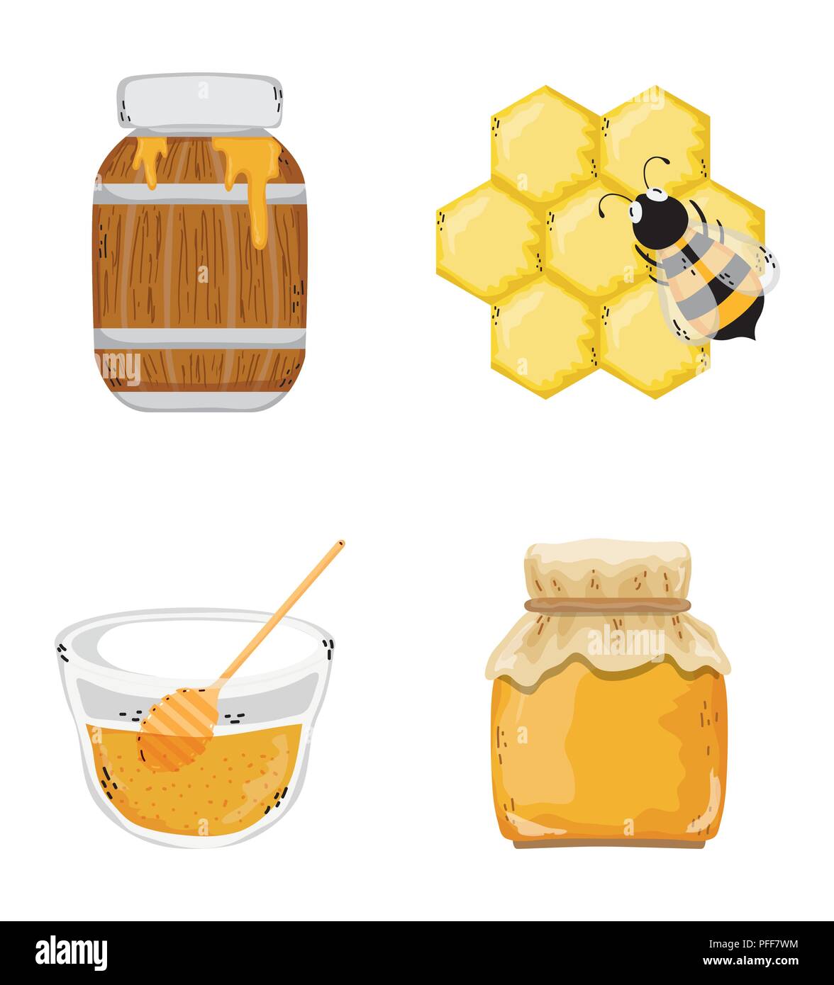 Set of honeycom icons Stock Vector