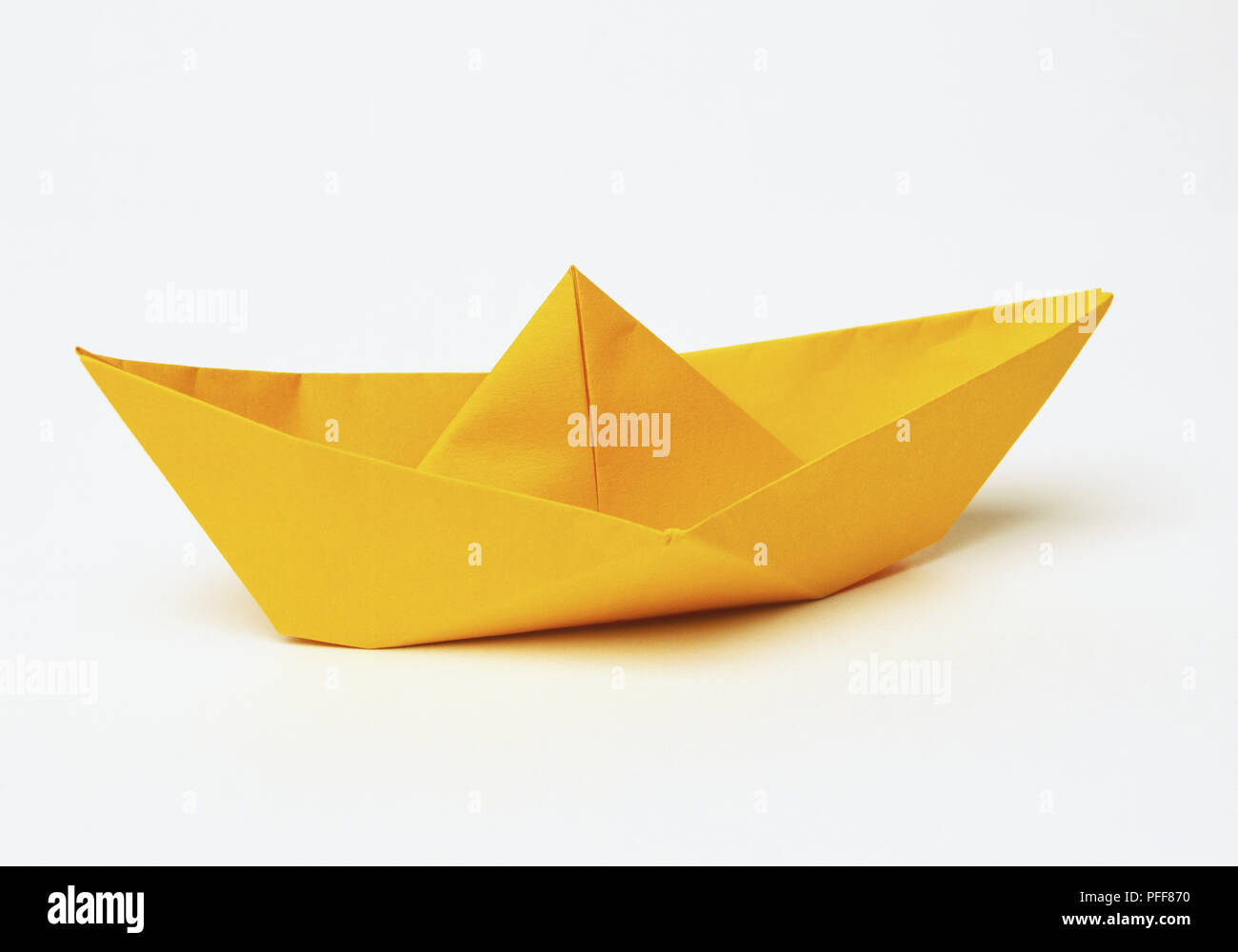 Yellow Origami Paper Boat Side View Stock Photo 216080004