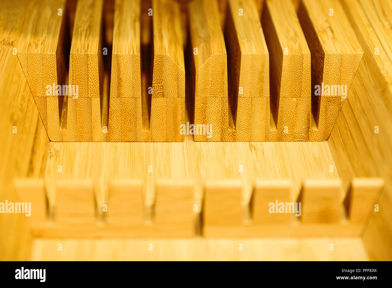 Bamboo drawer surface. Texture Wooden Background. Box with cells made ...