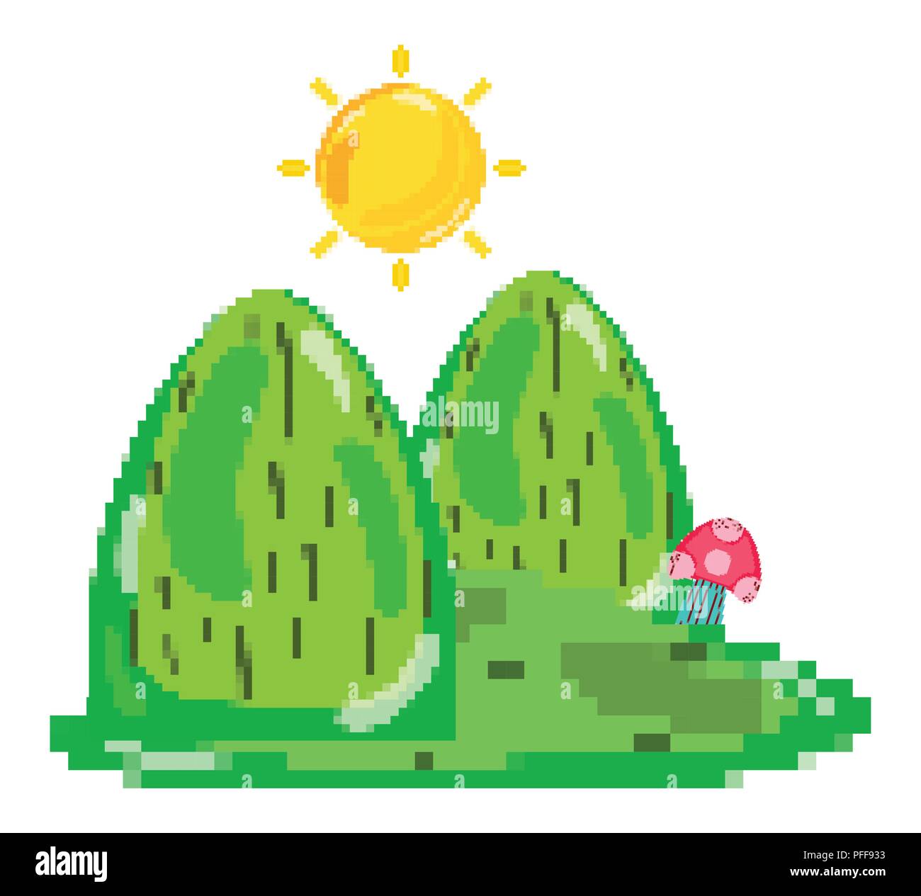 Pixelated forest scenery Stock Vector