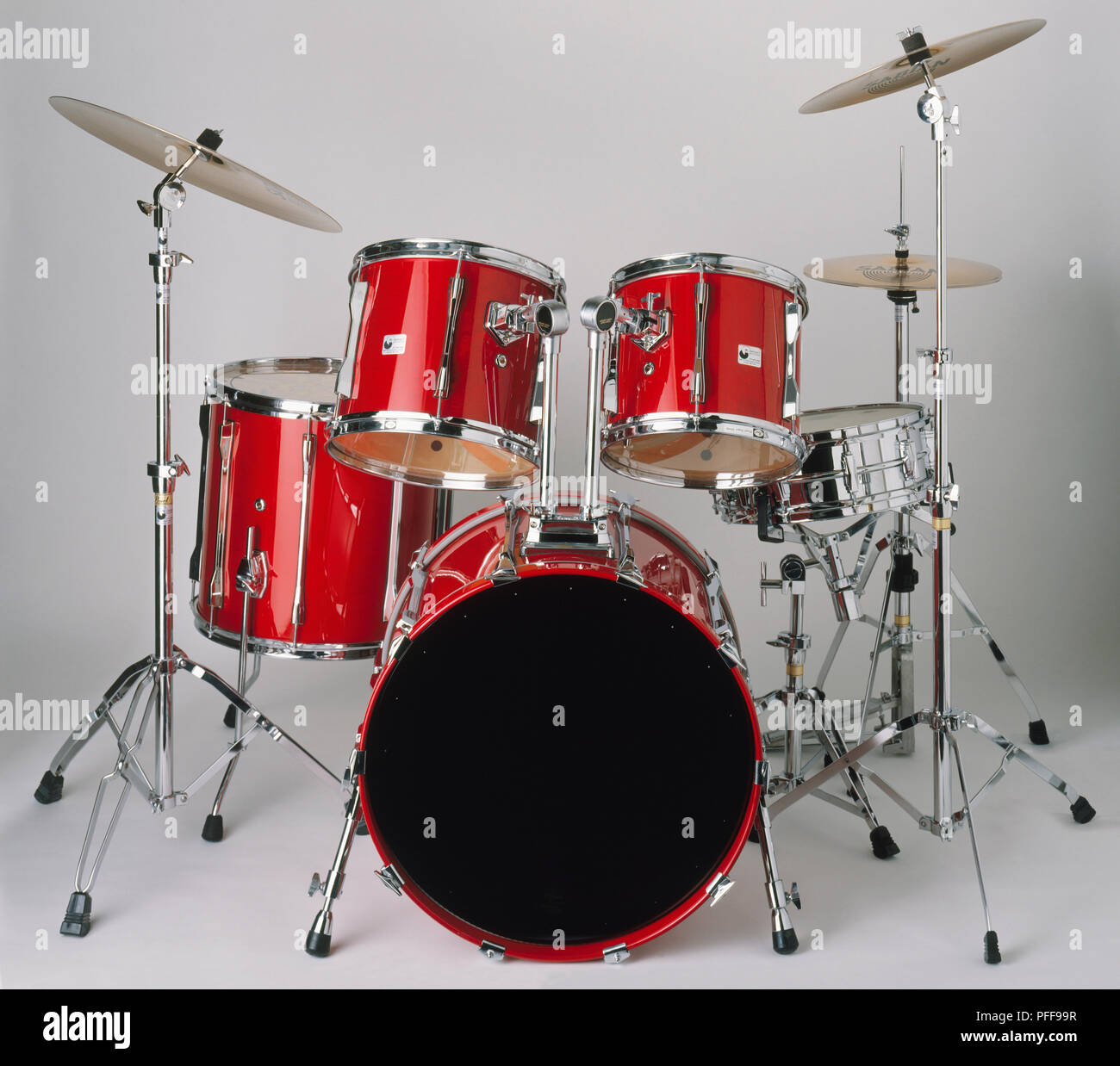 Red drum kit, front view Stock Photo - Alamy
