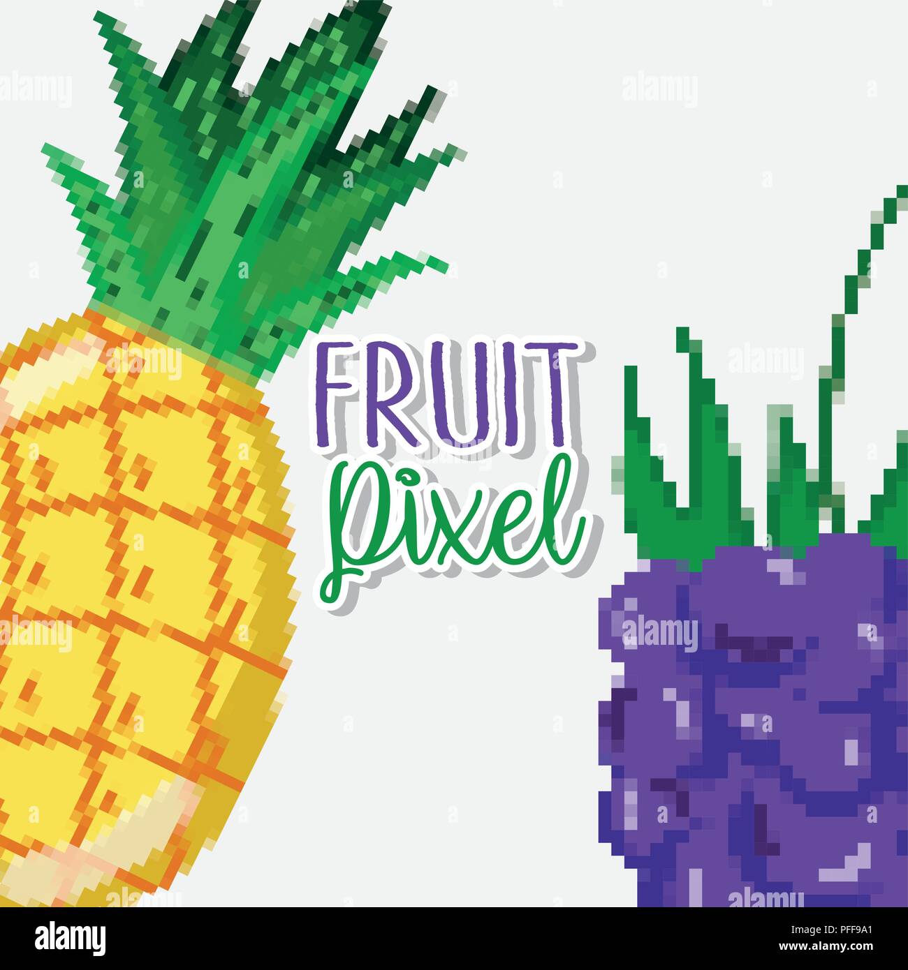Fruit Pixel Cartoons Stock Vector Art Illustration Vector