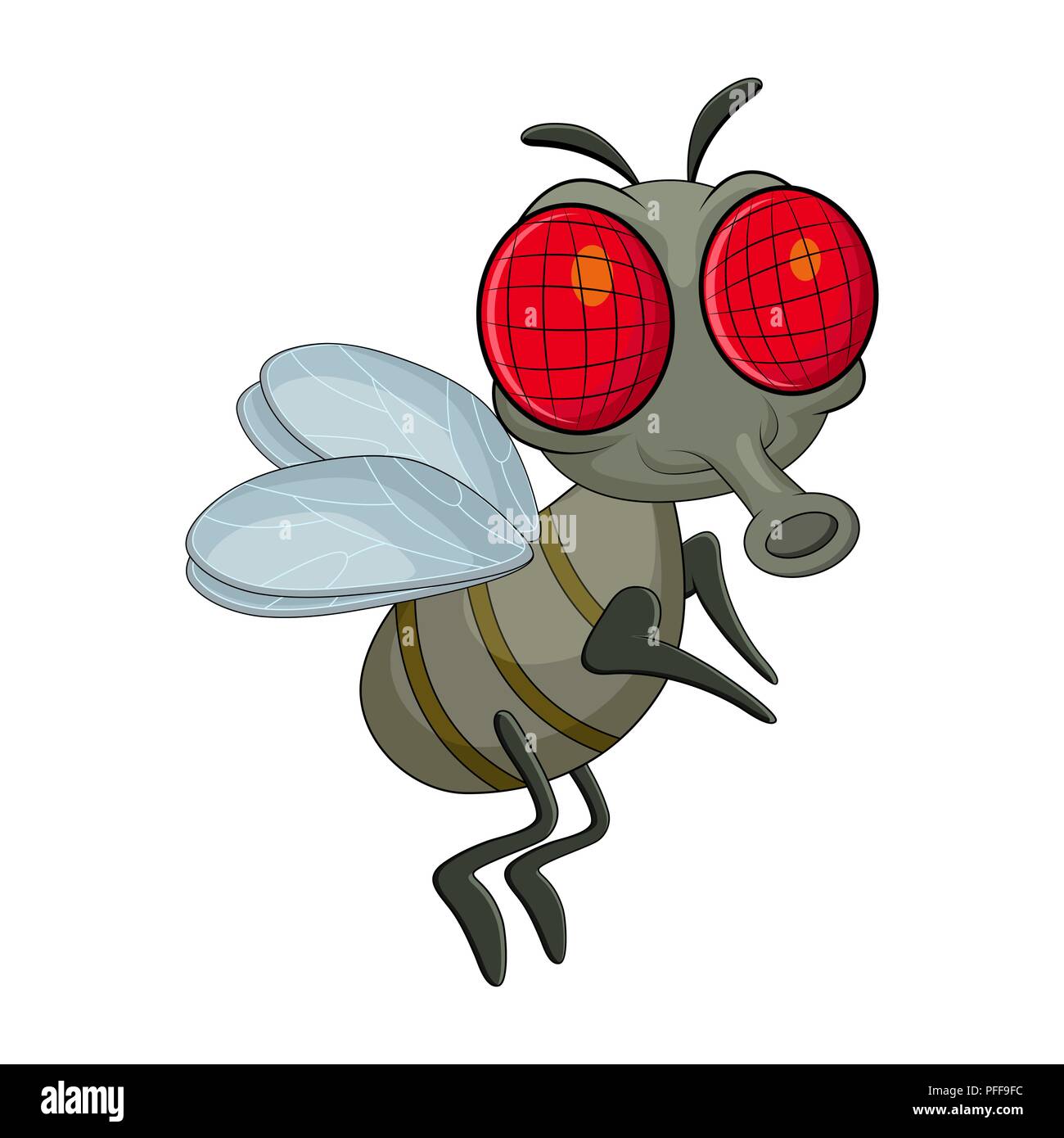 fly cartoon character vector design isolated on white background Stock Vector