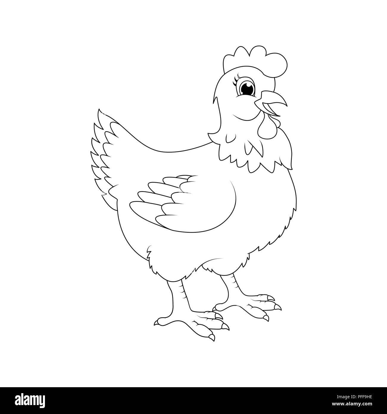 hen outline cartoon character vector design isolated on white background Stock Vector