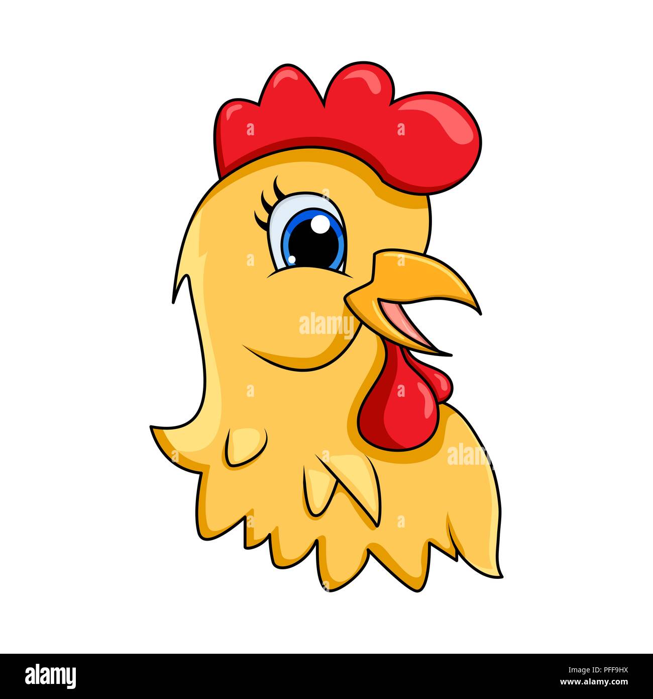 hen head cartoon character vector design isolated on white background Stock Vector