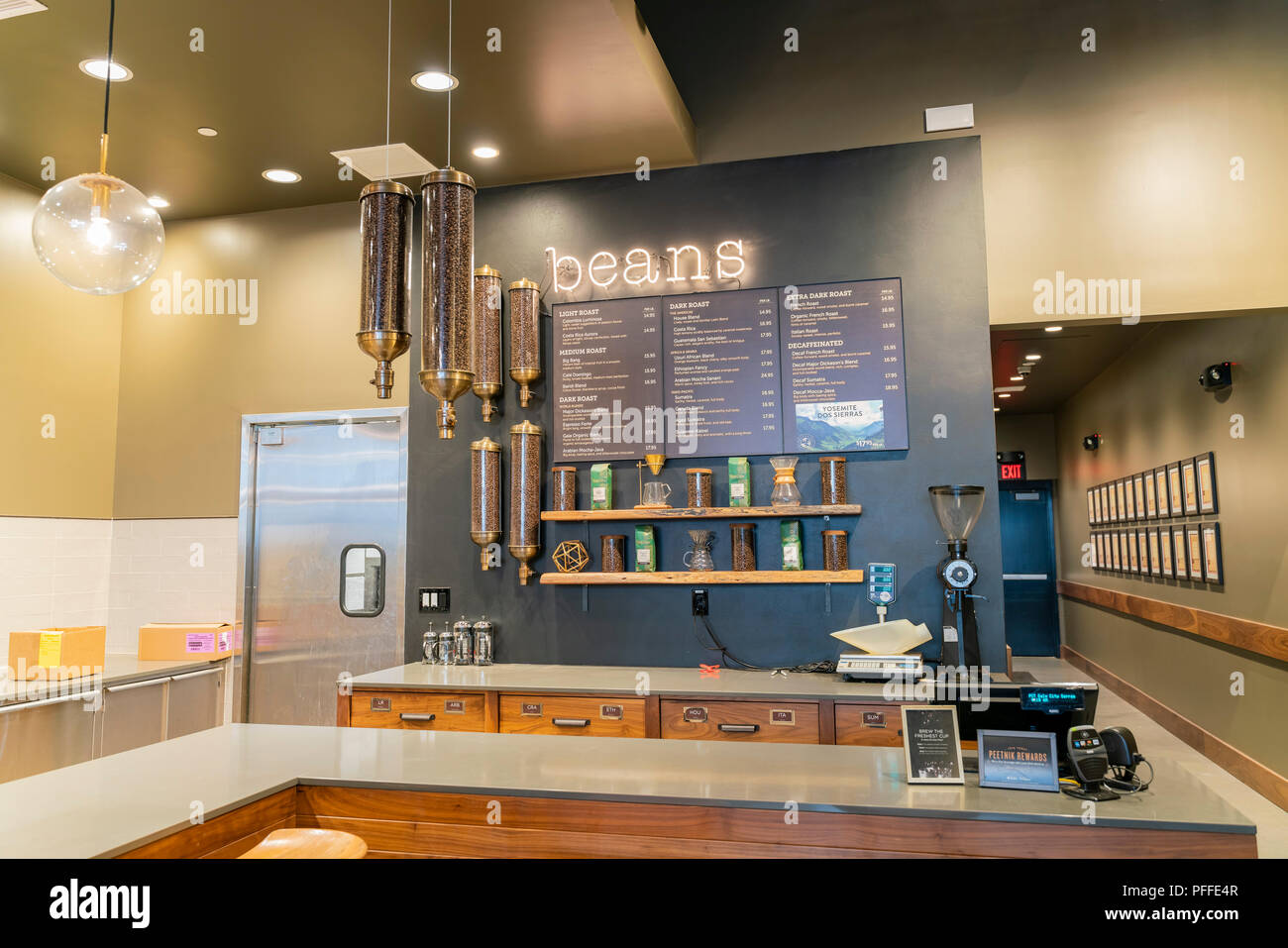San Francisco, AUG 18 Interior view of the famous Peet's Coffee on AUG