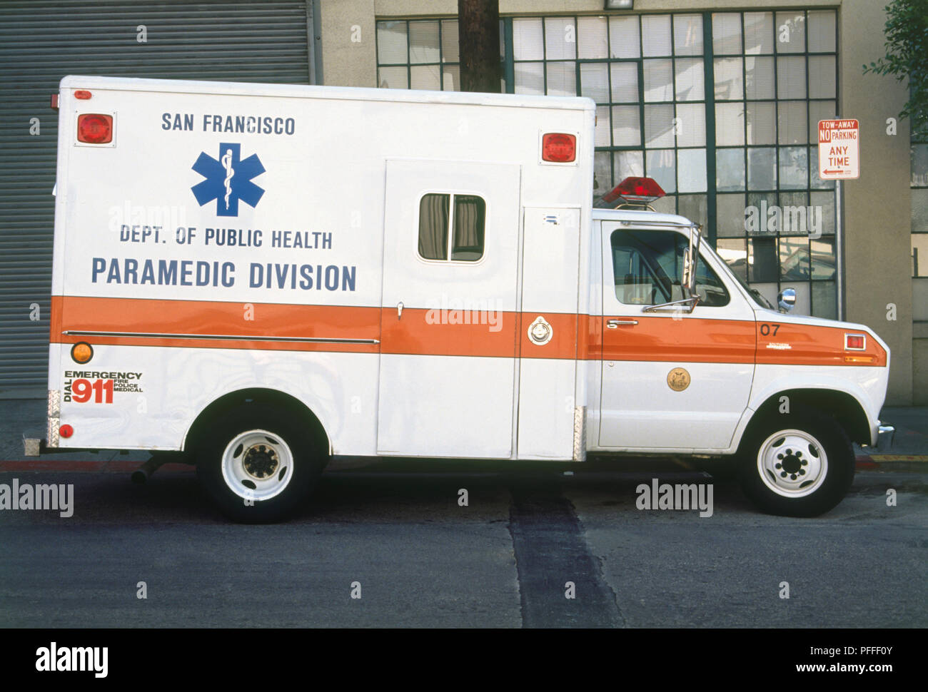 USA, California, San Francisco, ambulance parked in street Stock Photo