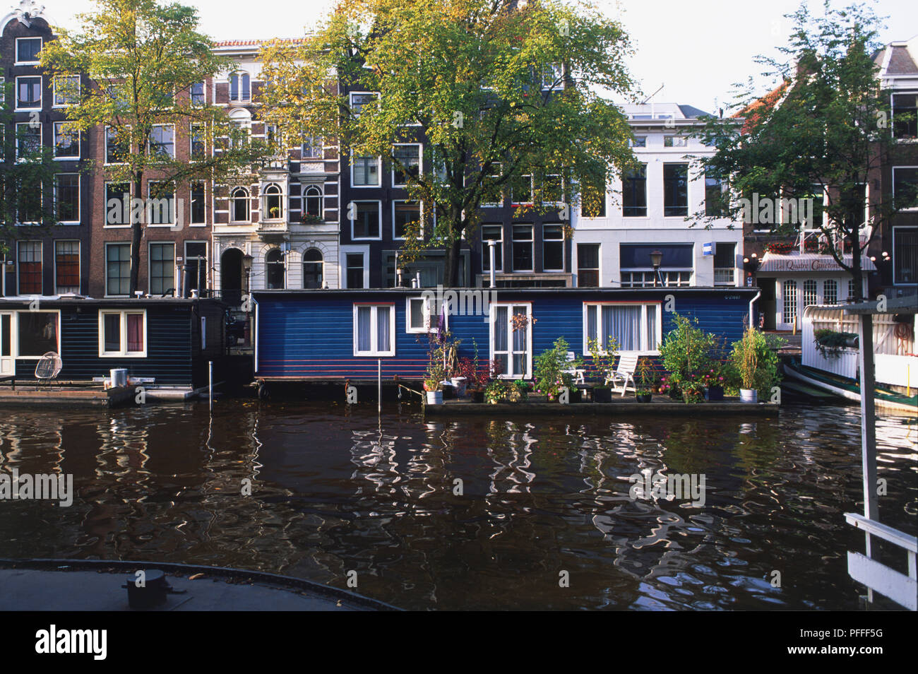 Holland, Amsterdam, house boat on Prinsengracht Canal. Stock Photo