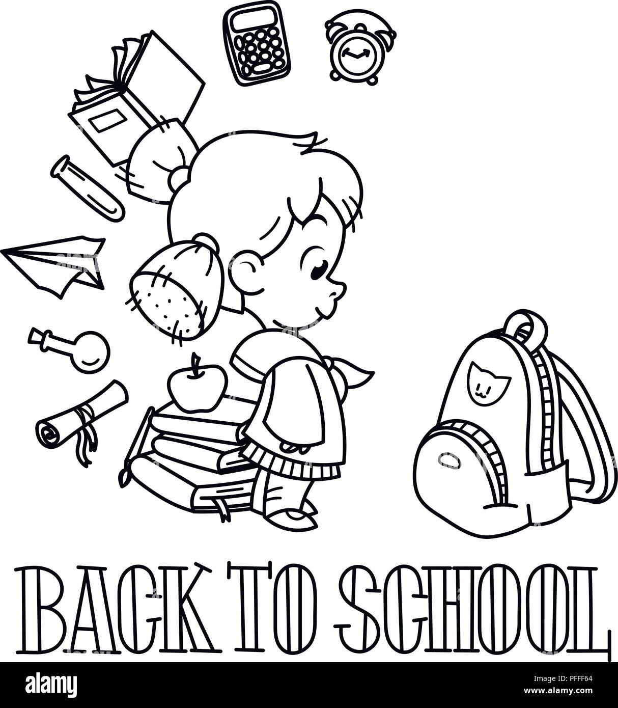 Welcome back to school. Cute school kid ready to education. Design ...