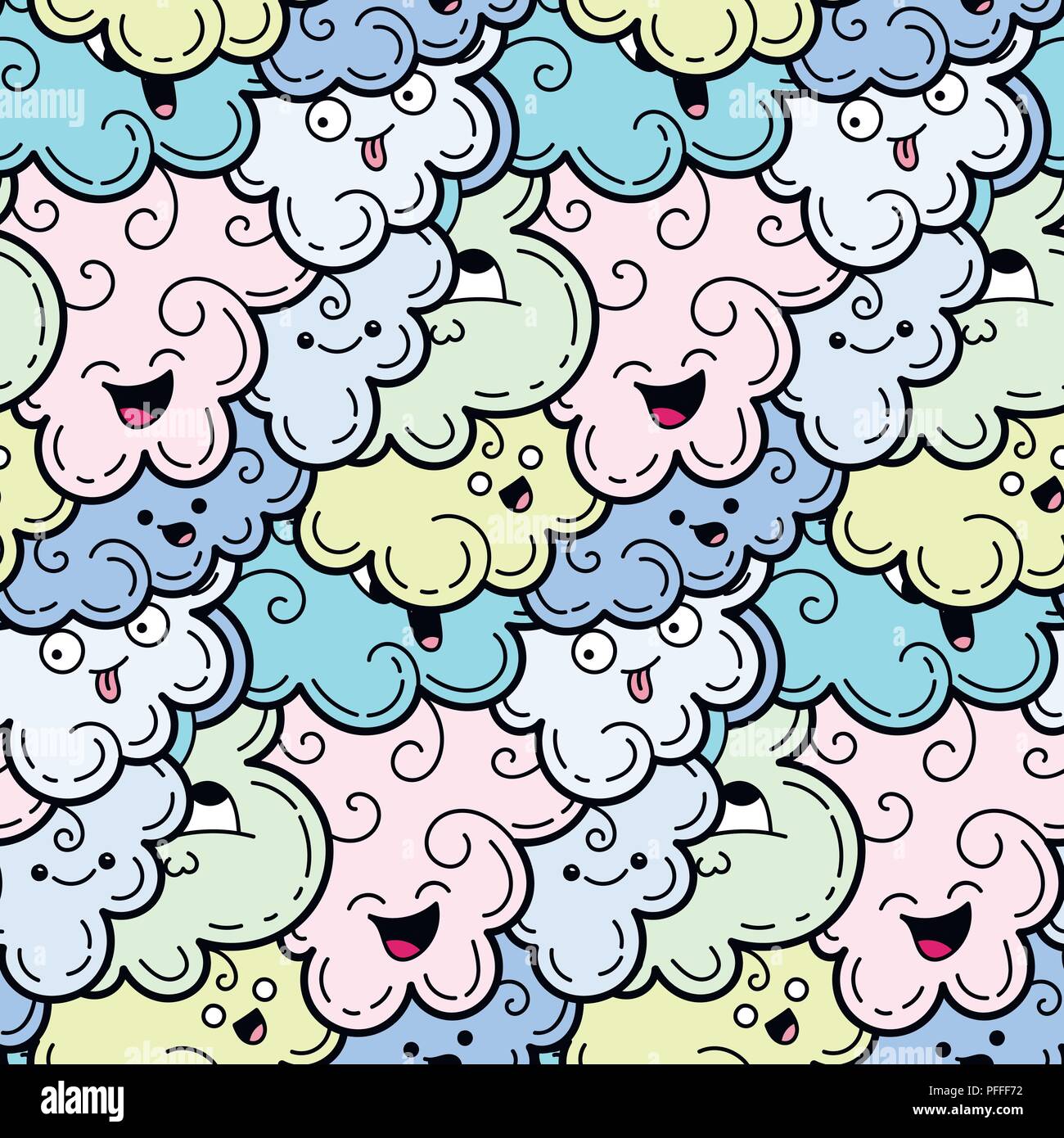 Seamless pattern with funny doodle clouds for prints, designs and ...