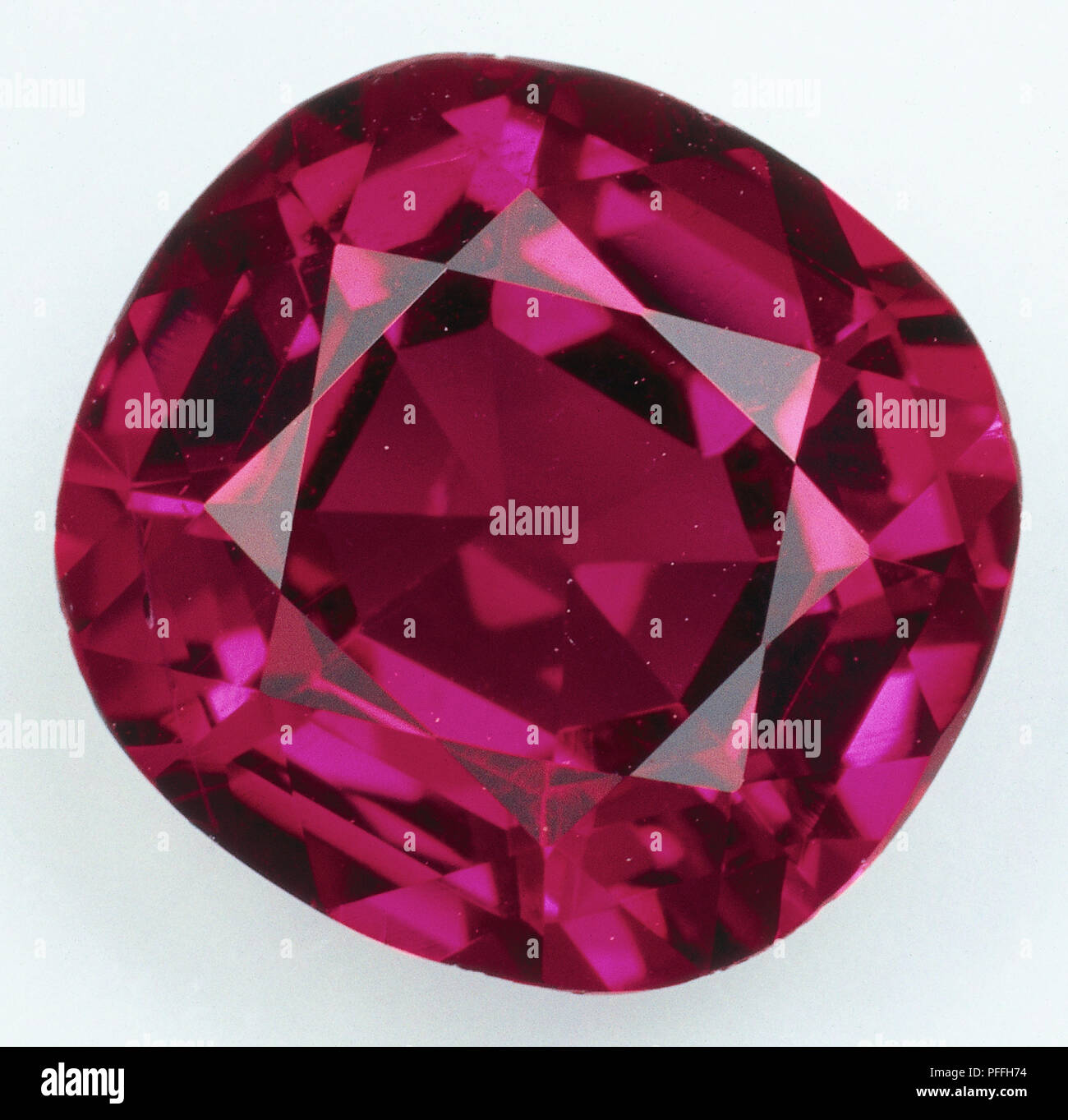 Cut ruby gemstone. Stock Photo