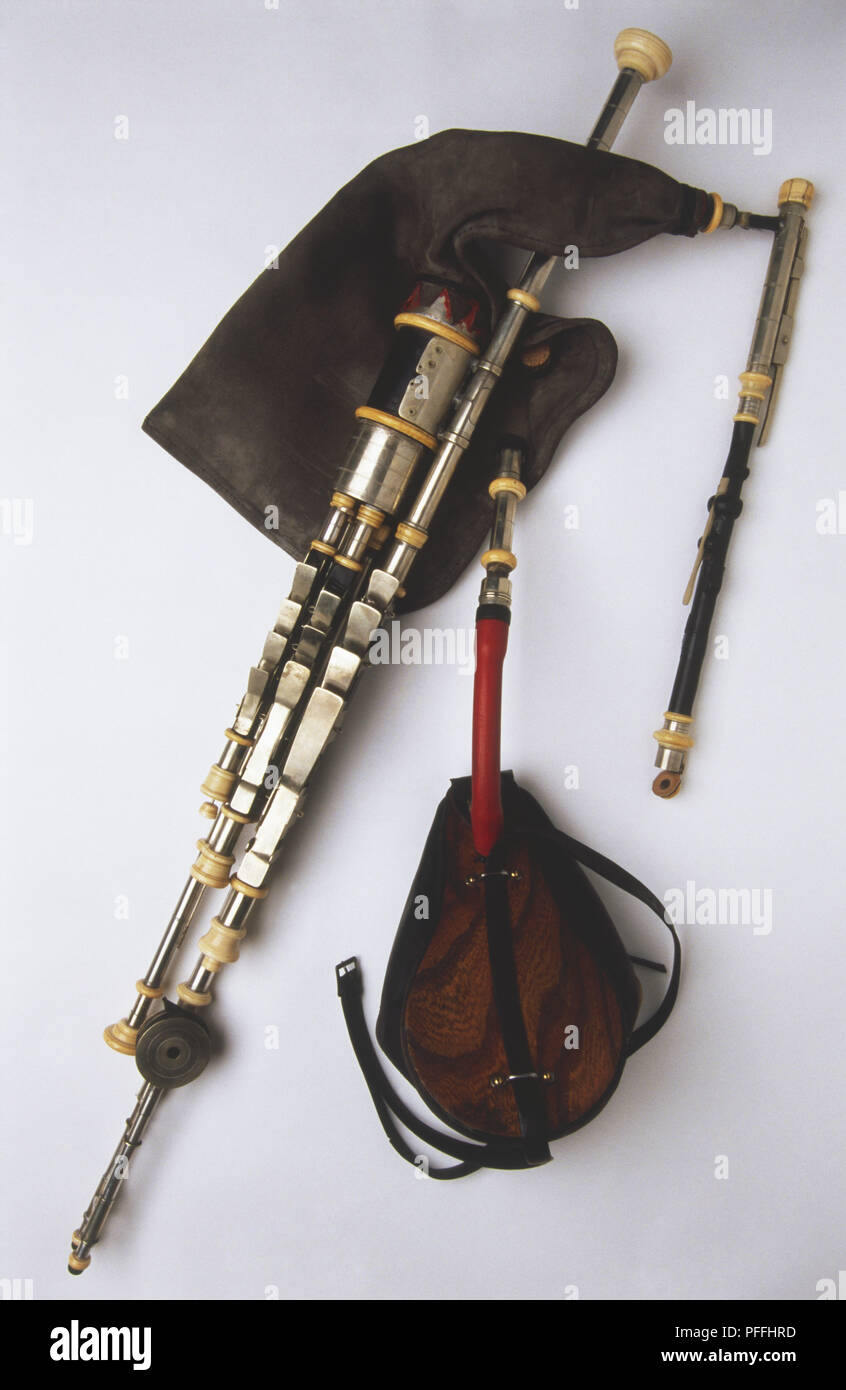 A set of Uileann pipes used in Irish music Stock Photo