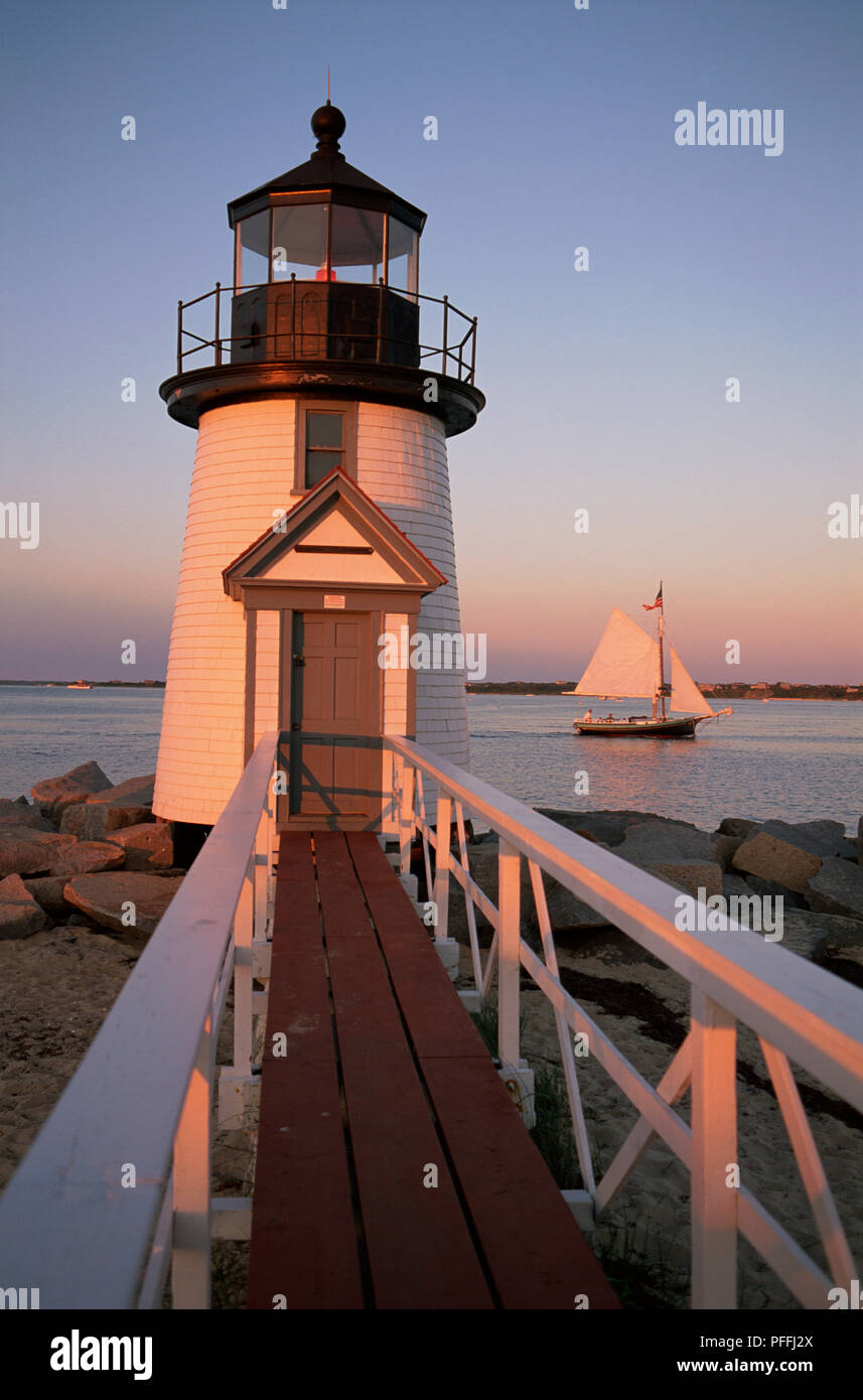 USA, Massachusetts, Brant Point Light on Nantucket Island. Stock Photo