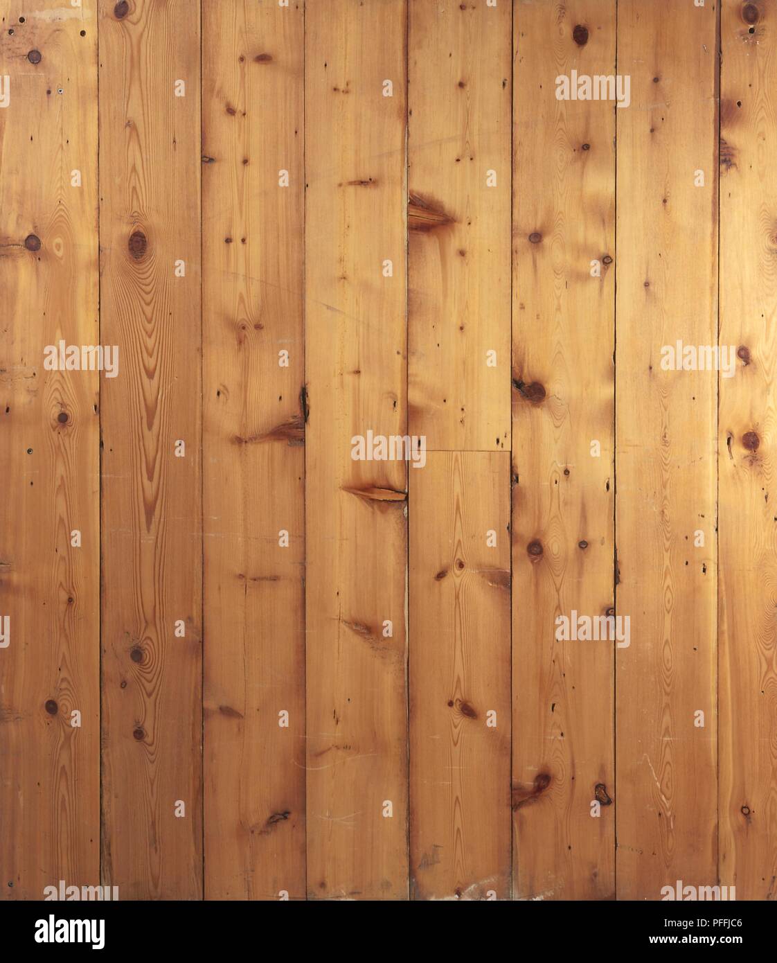 Waxed pine floorboards Stock Photo