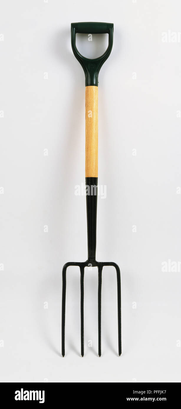 Long-handled gardening fork. Stock Photo