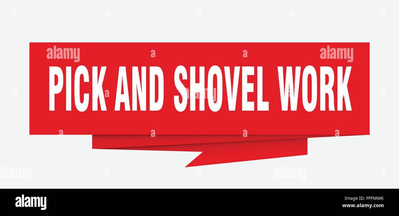 pick and shovel work sign. pick and shovel work paper origami speech