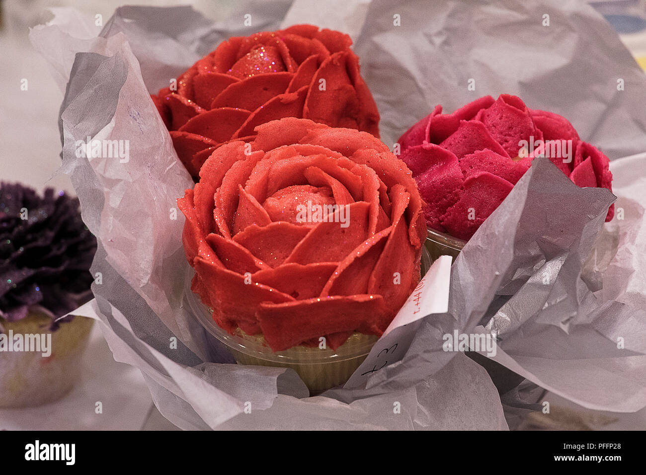Image of 3 Artisan Cup Cakes Stock Photo