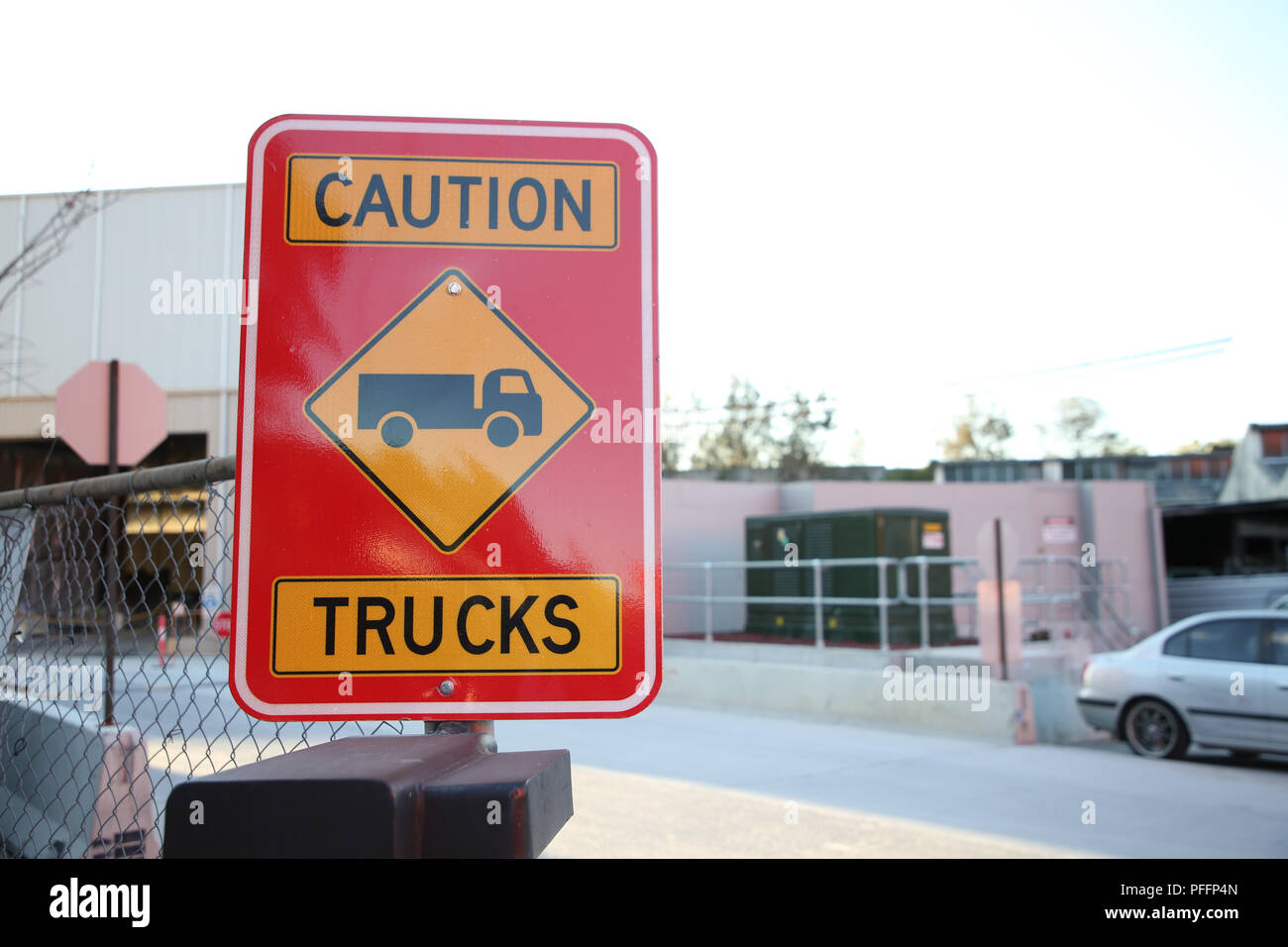 Caution trucks road sign, Vanessa Street, Kingsgrove, Sydney, NSW