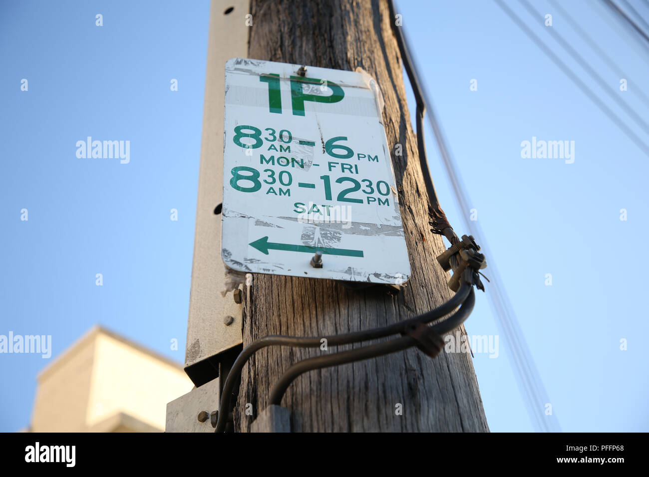 1P parking sign, Vanessa Street, Kingsgrove, Sydney, NSW, Australia