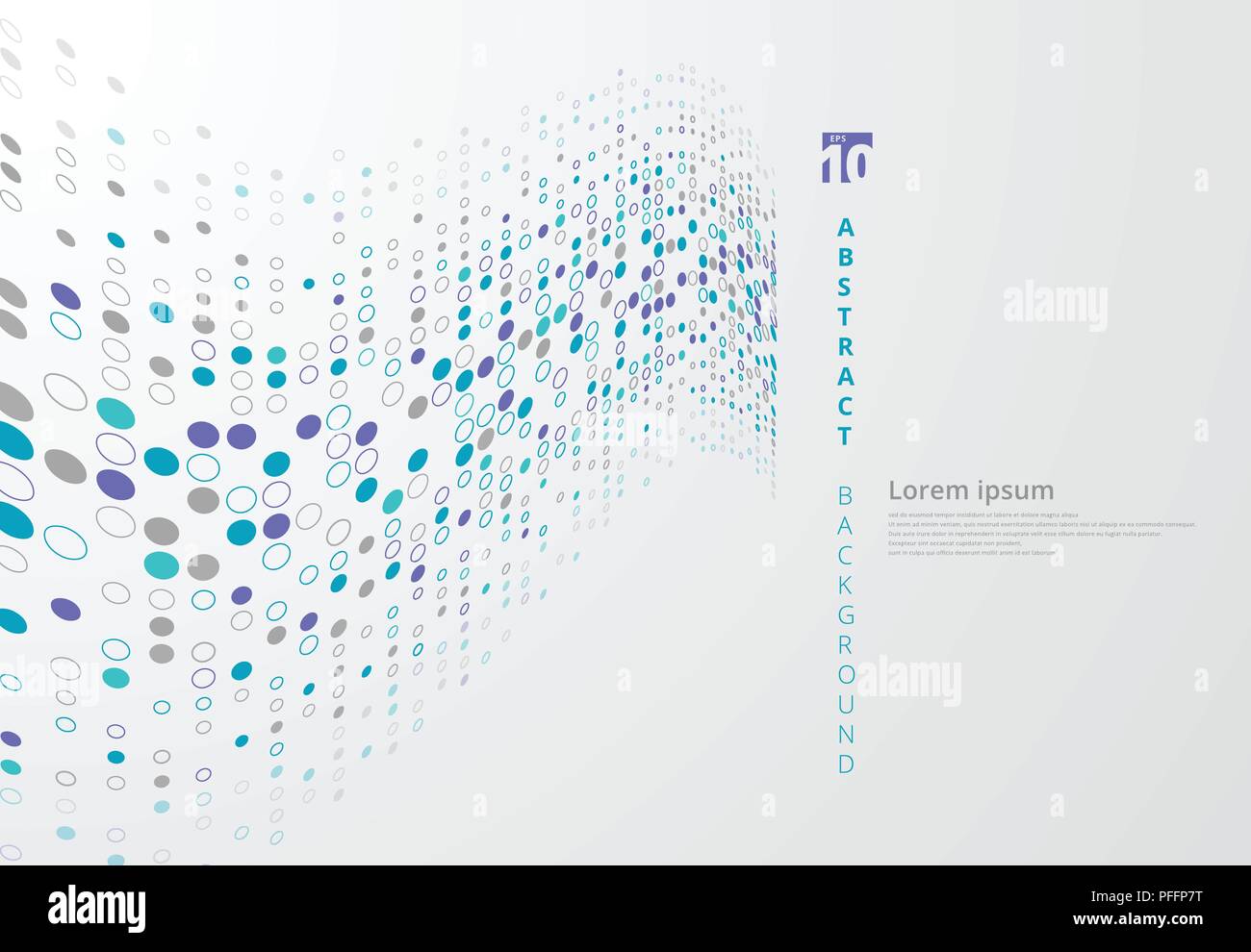 Abstract blue circle border pattern wave perspective background with copy space. Vector illustration Stock Vector