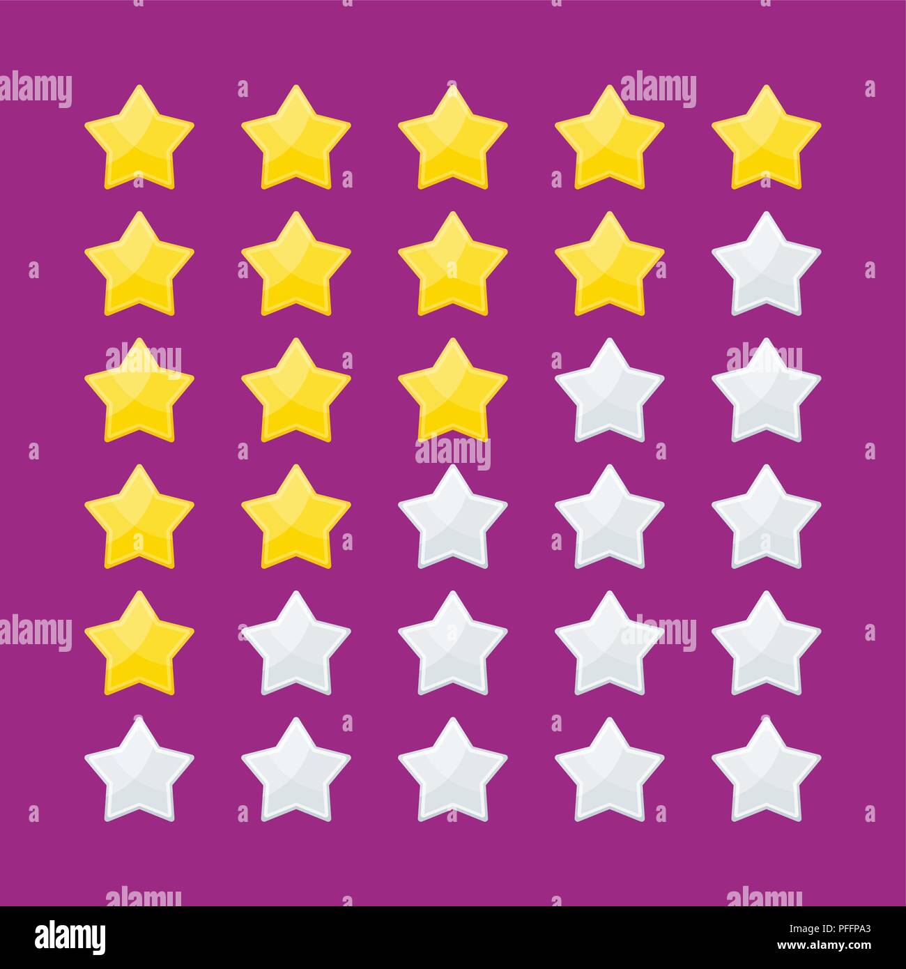 Number of gold rating stars. Appreciation and recognition Stock Vector