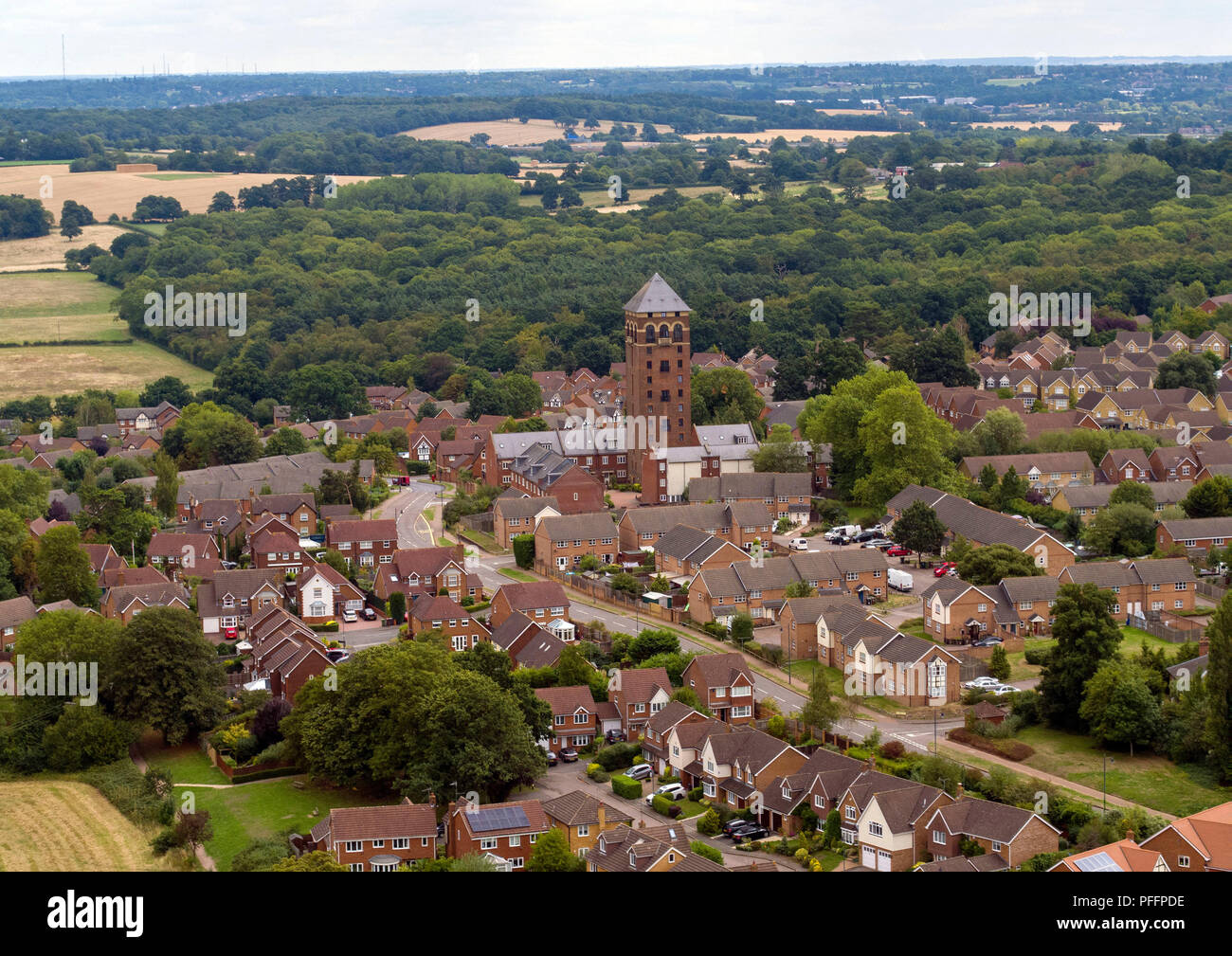 An aerial view of Shenley Tower in Radlett, Hertfordshire, where the