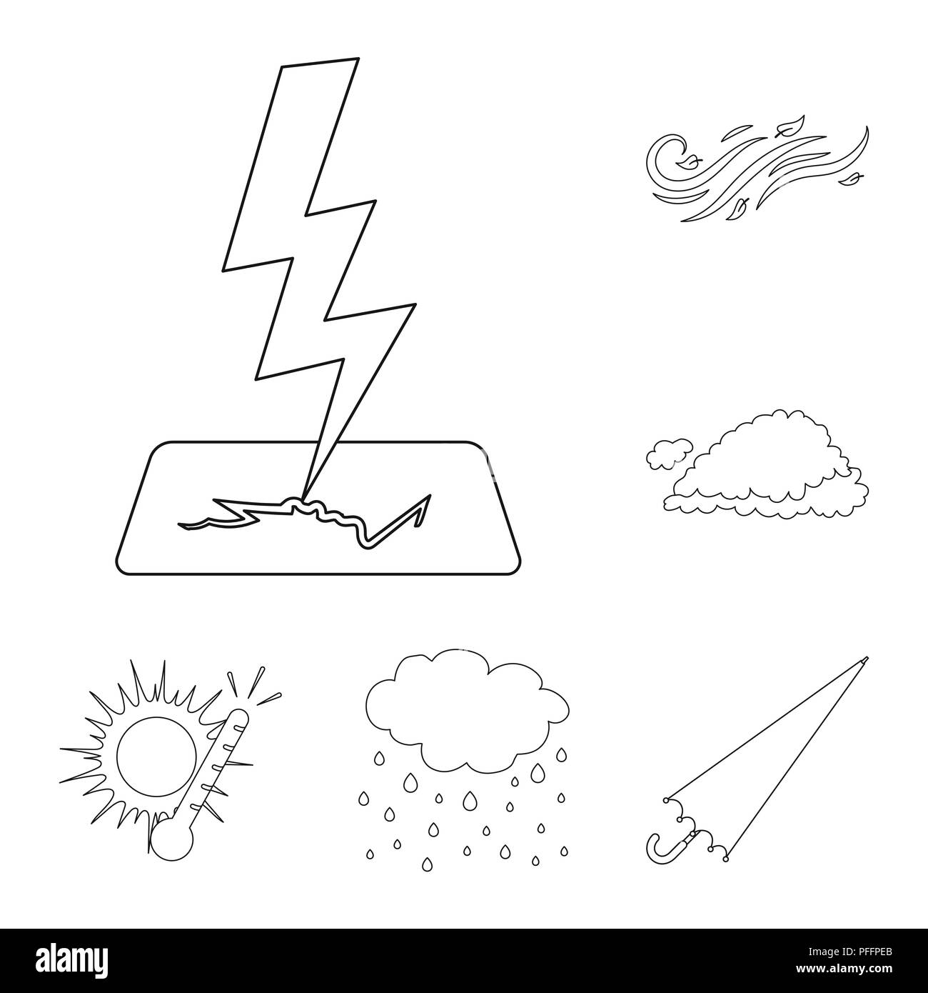 Different weather outline icons in set collection for design.Signs and ...