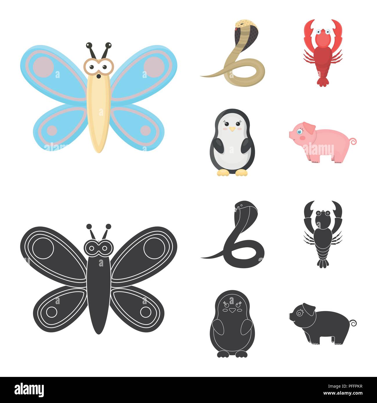 An unrealistic cartoon,black animal icons in set collection for design. Toy animals vector symbol stock  illustration. Stock Vector
