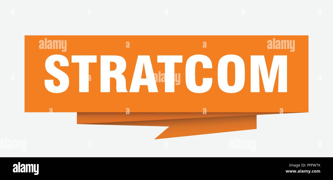 stratcom sign. stratcom paper origami speech bubble. stratcom tag ...