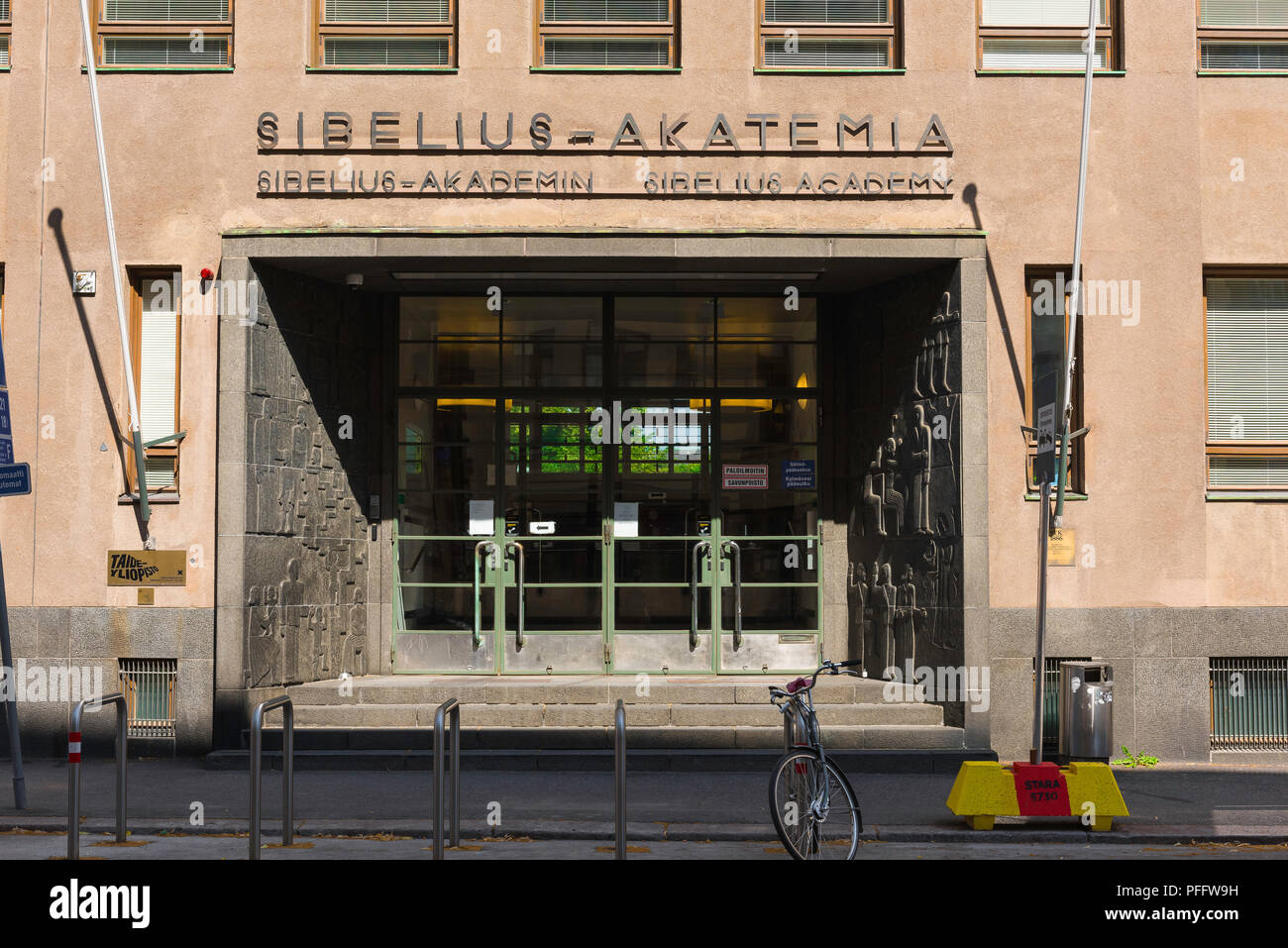 Helsinki Sibelius Academy, view of the Art Nouveau styled entrance to the Sibelius Akatemia in Nervanderinkatu in central Helsinki, Finland. Stock Photo