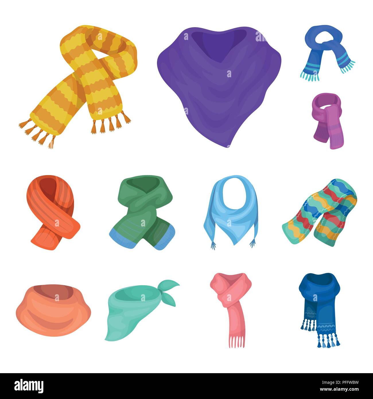 Scarf and Shawl cartoon icons in set collection for design.Clothes and  Accessory vector symbol stock illustration Stock Vector Image & Art - Alamy