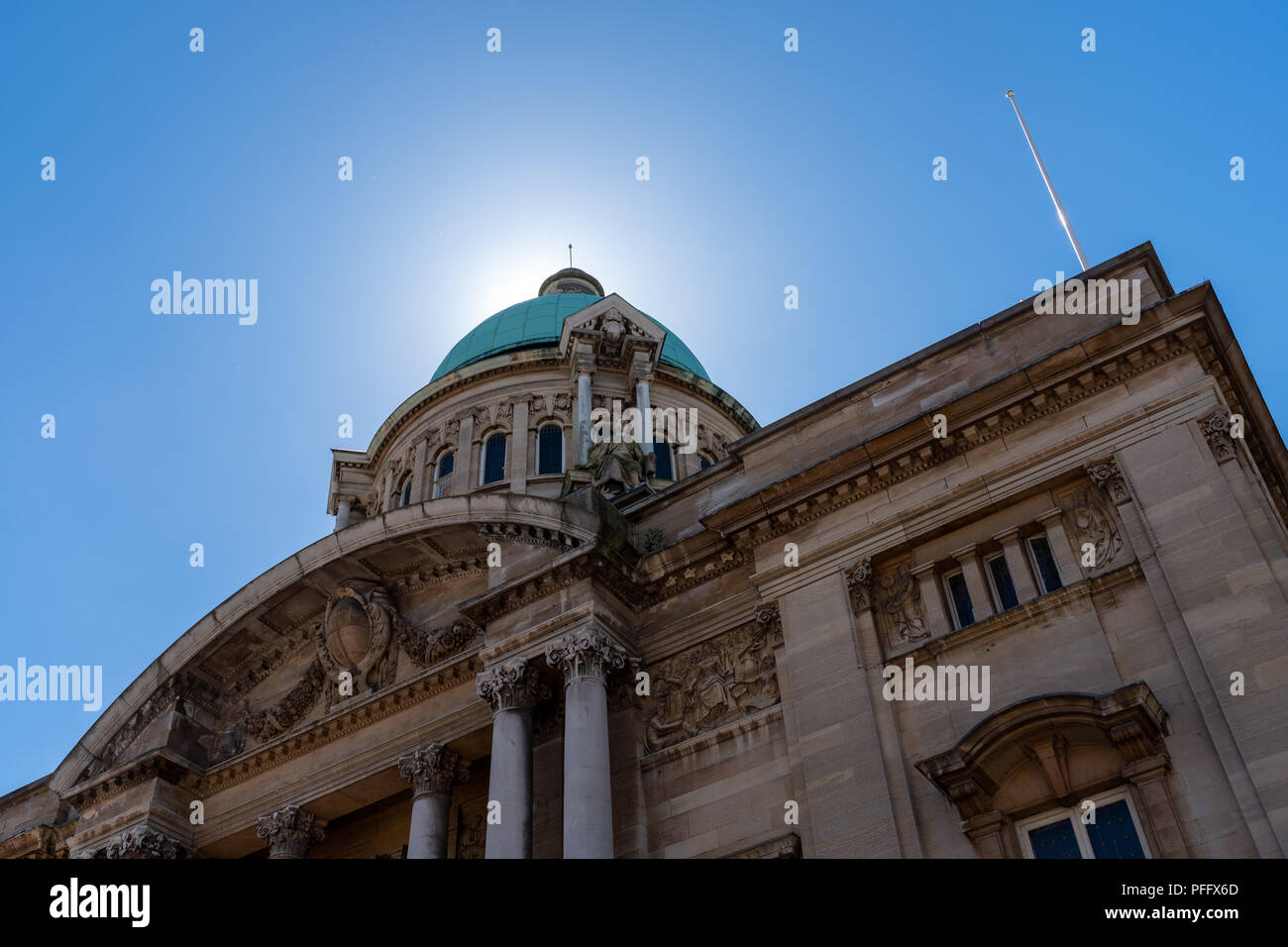 Image of Kingston Upon Hull UK City of Culture 2017. Hull City Hall against a blue sky in summer. Stock Photo
